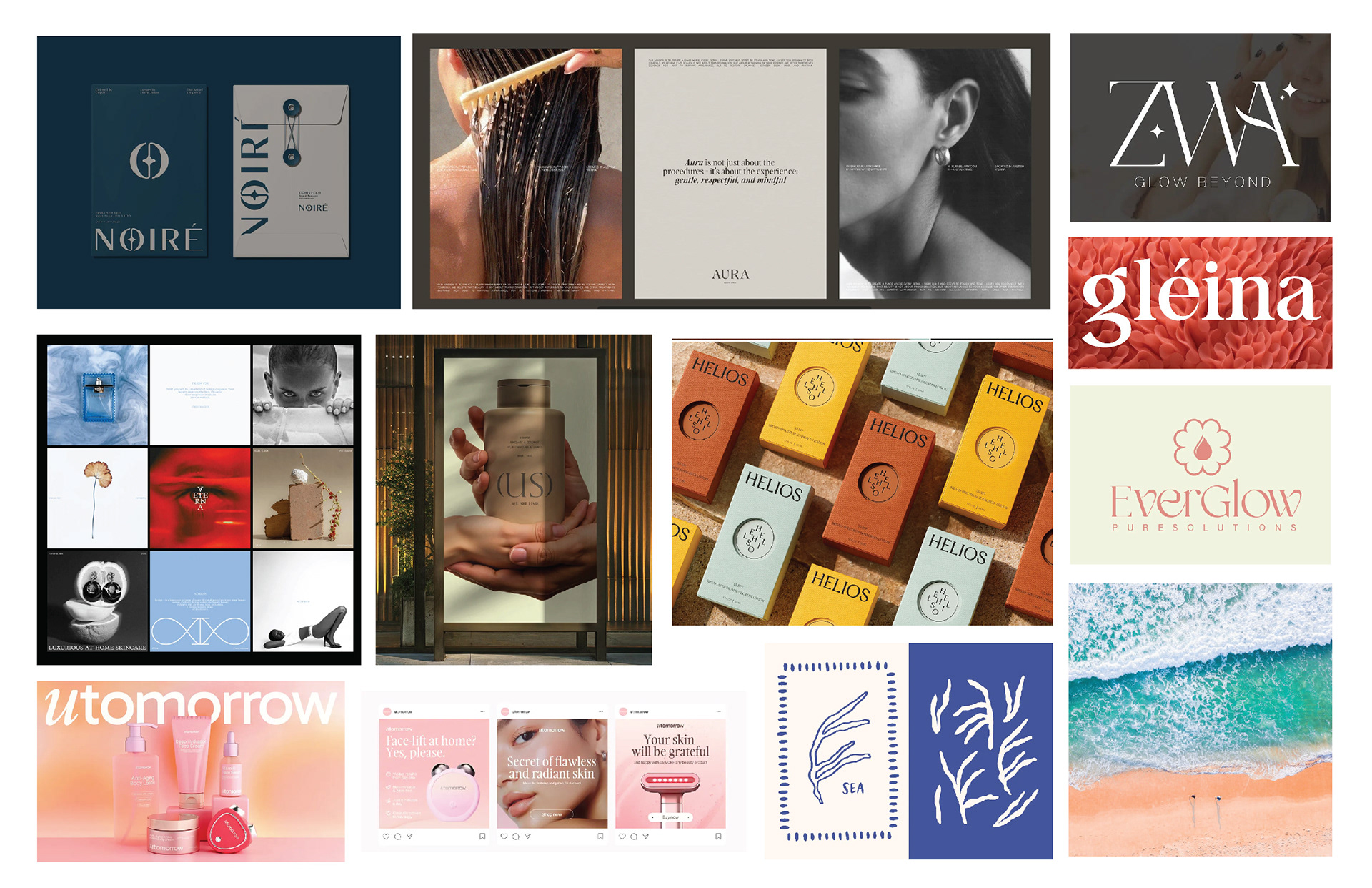 Visual Moodboard of images and logos that influence the visual style of Lumisel
