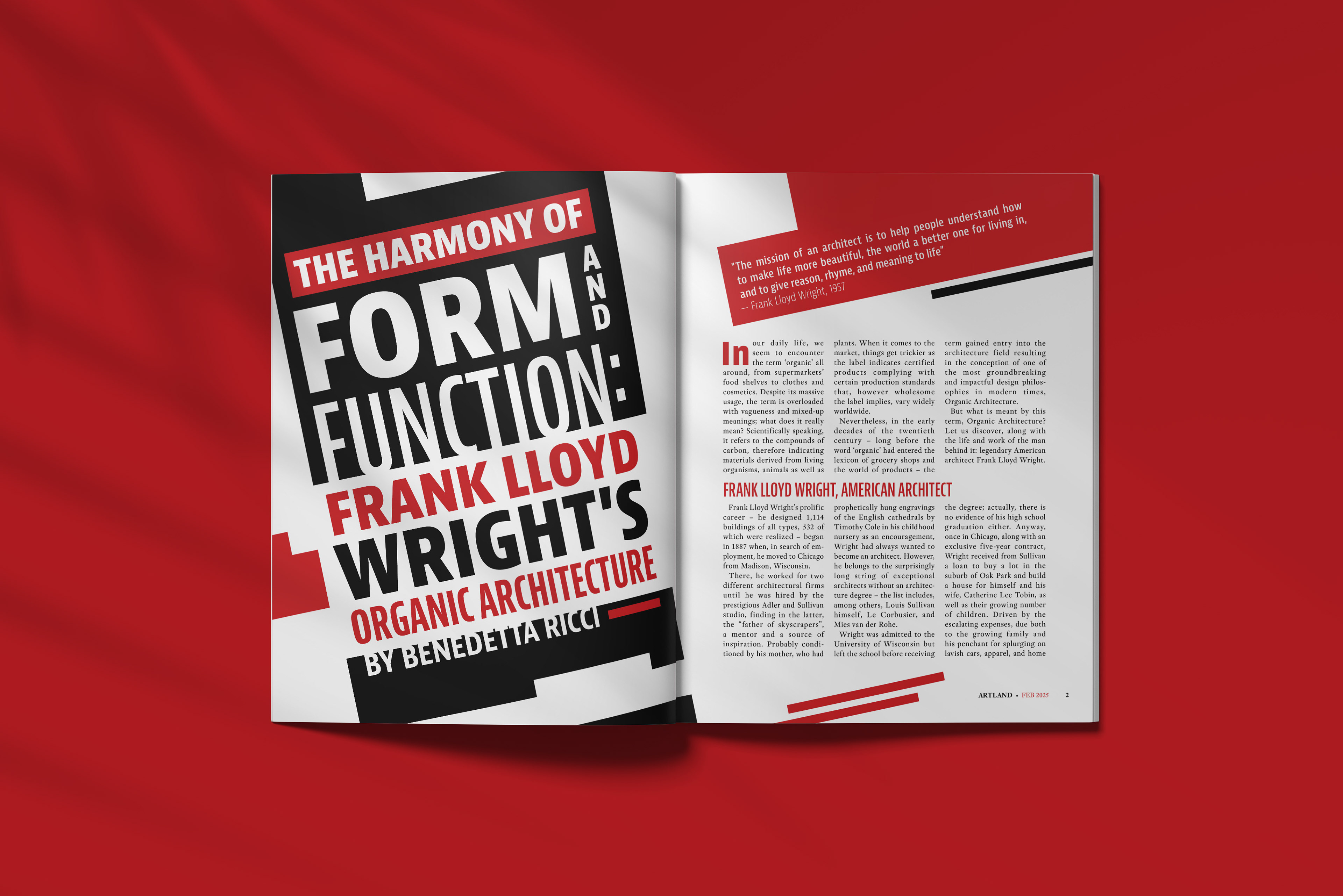 Frank L Wright Magazine Spread title spread