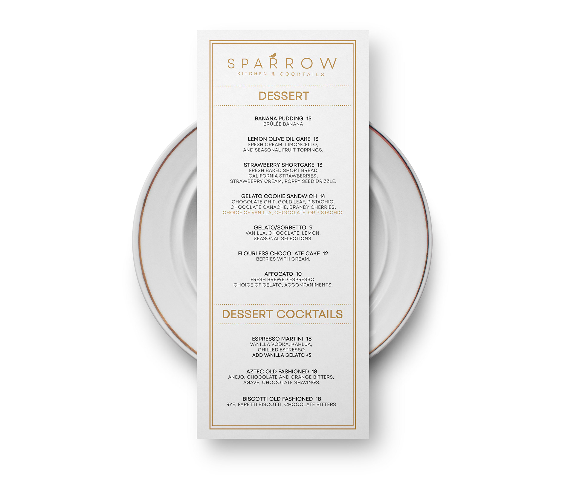 Mockup of Dessert Menu for Sparrow