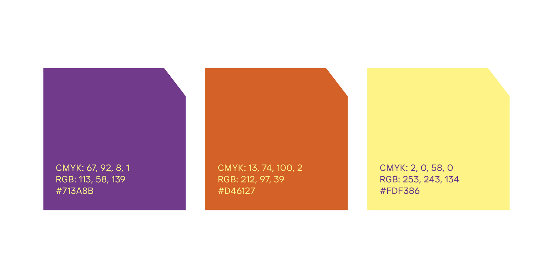 Color palette for ActiveEd Kids depicting creative purple, energizing orange, and complimentary yellow