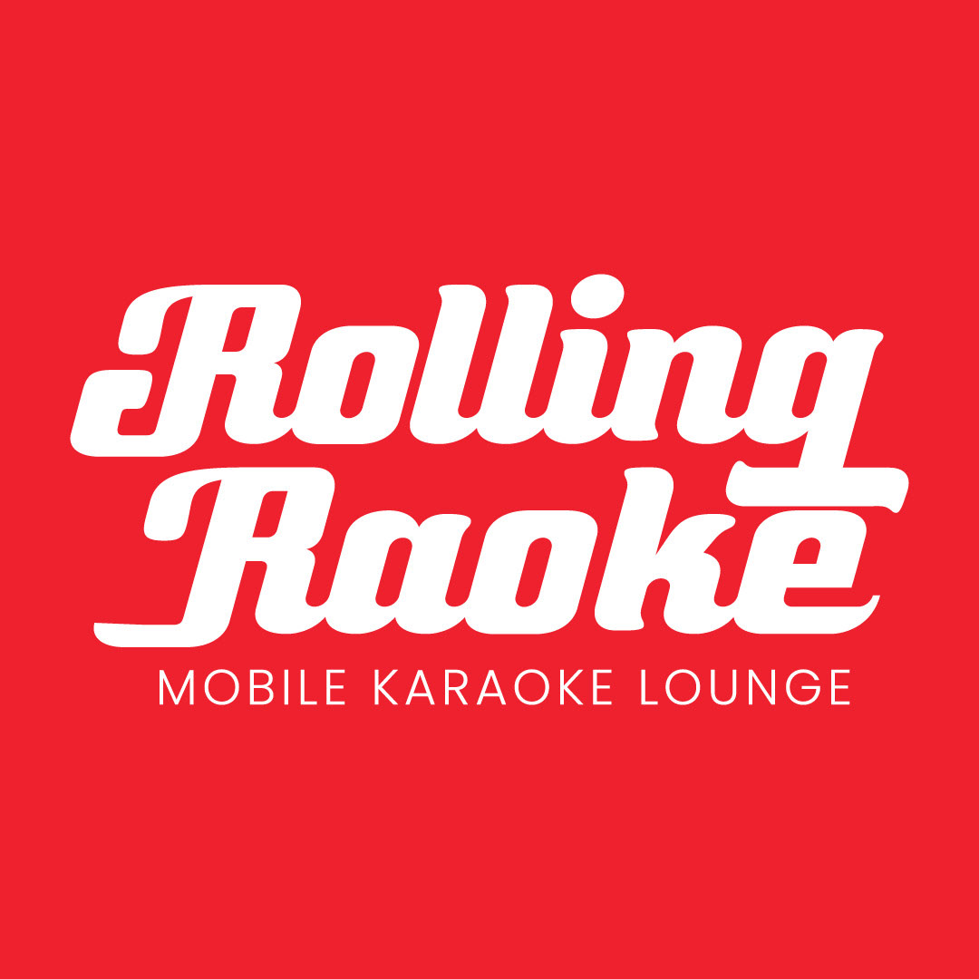 Image of White Rolling Raoke Logotype on Red Background