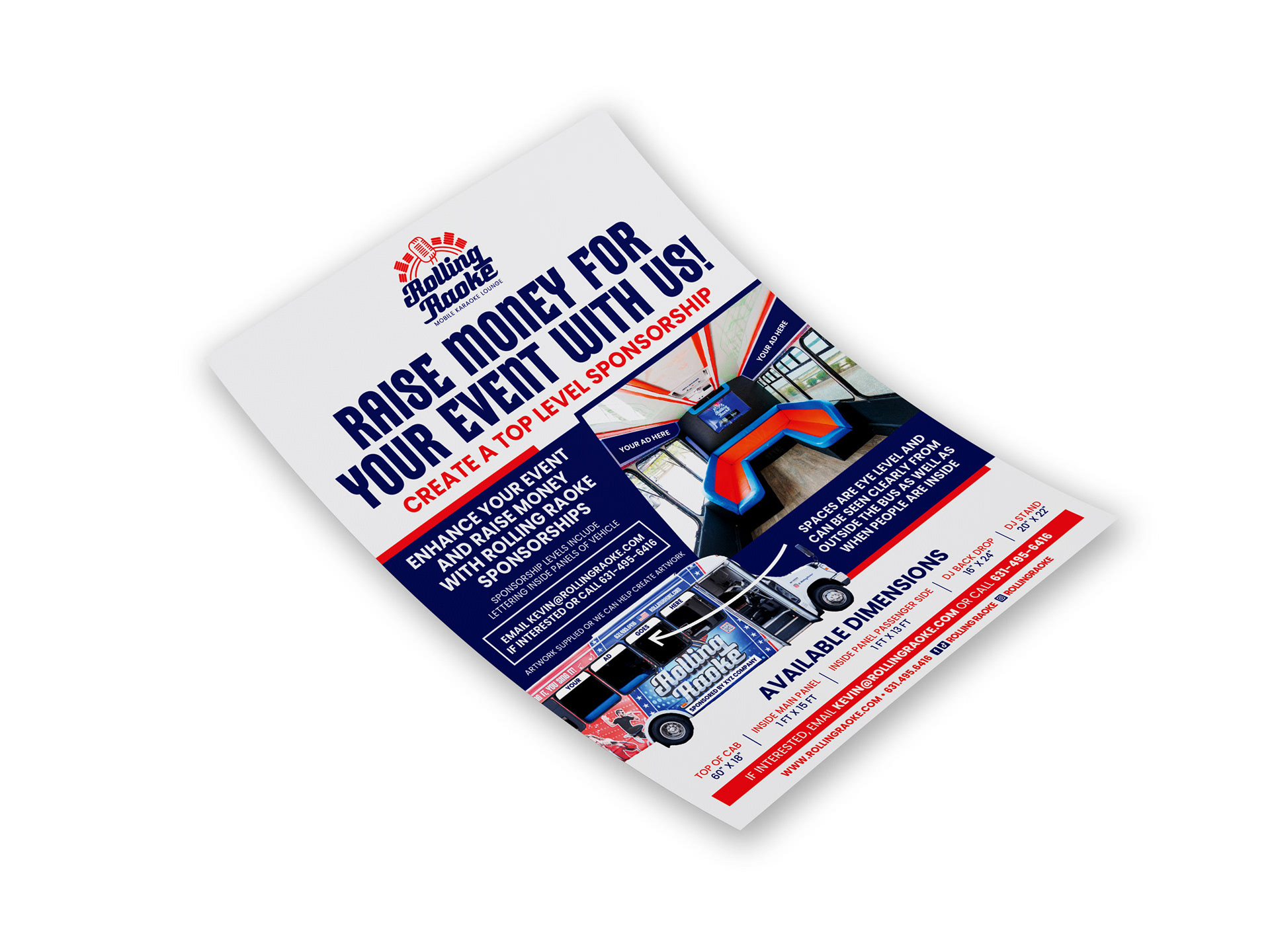 Mockup of Flyer for Events for Rolling Raoke