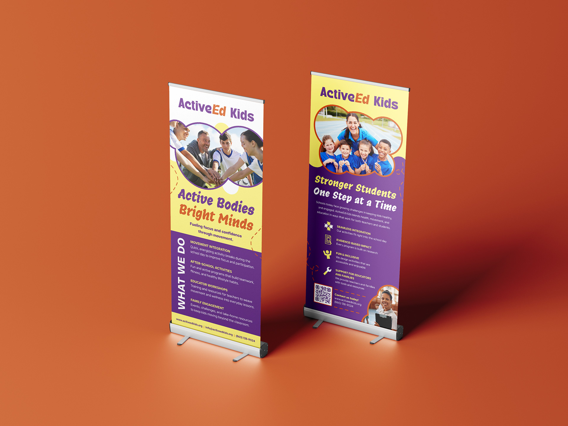 2 Roll-up banner designs for ActiveEd Kids for events