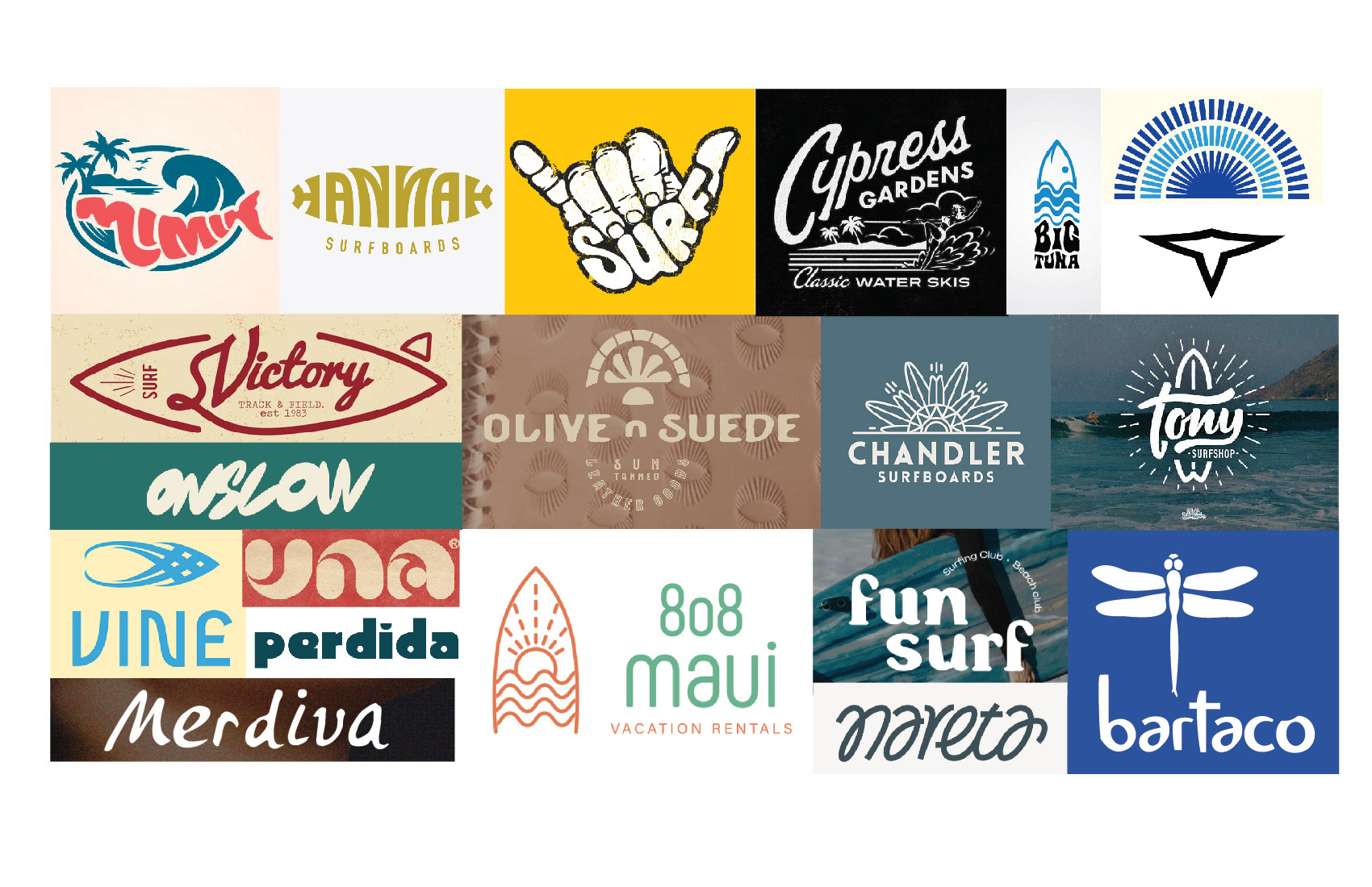 Logo inspiration for the Ditch Restaurant brebrand, including imagery, typography and layout