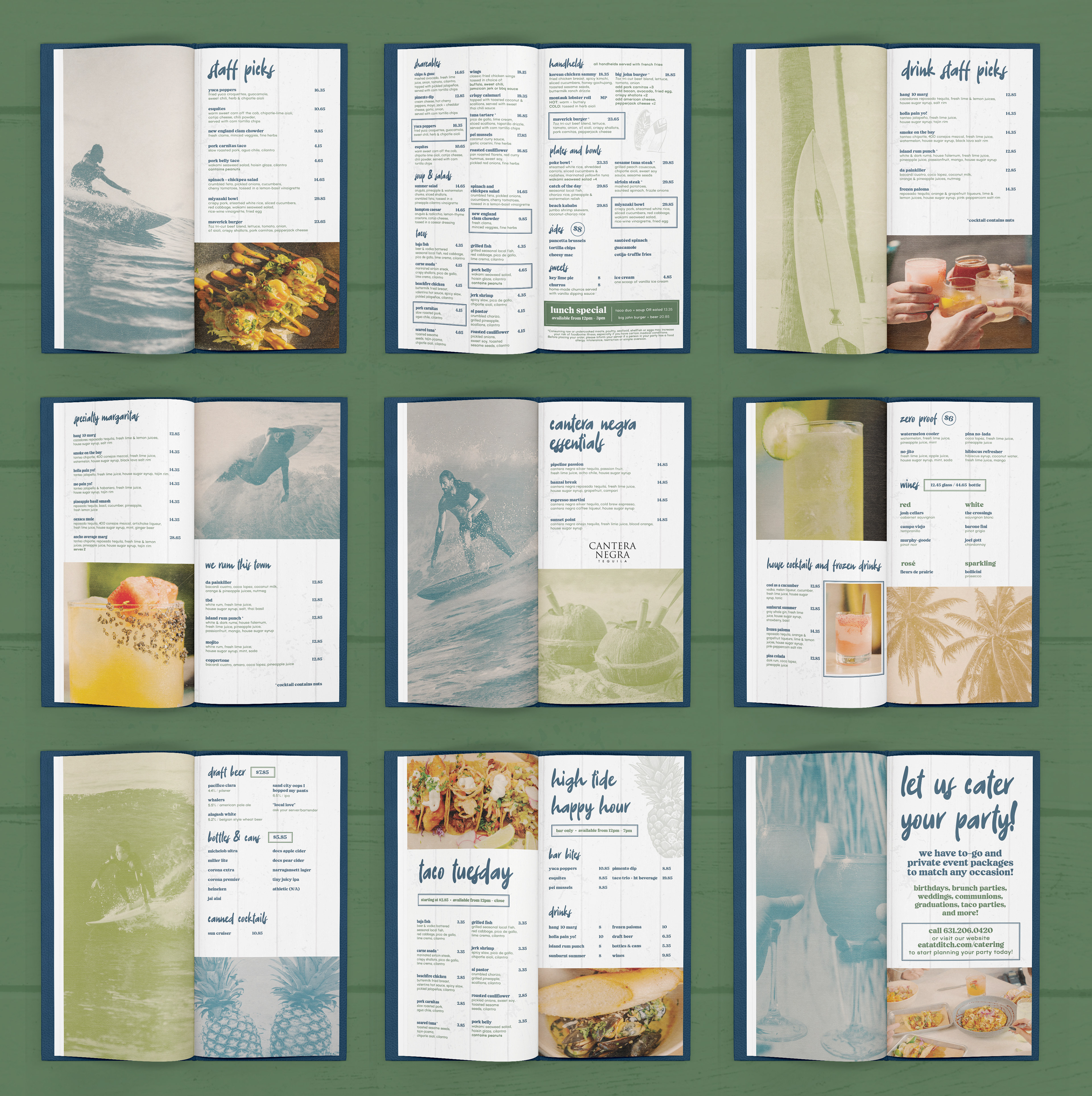 Mockups of All Spreads for Menu Layout