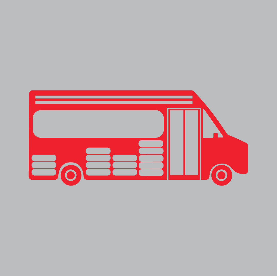 Image of Red Bus from Logo on Grey Background