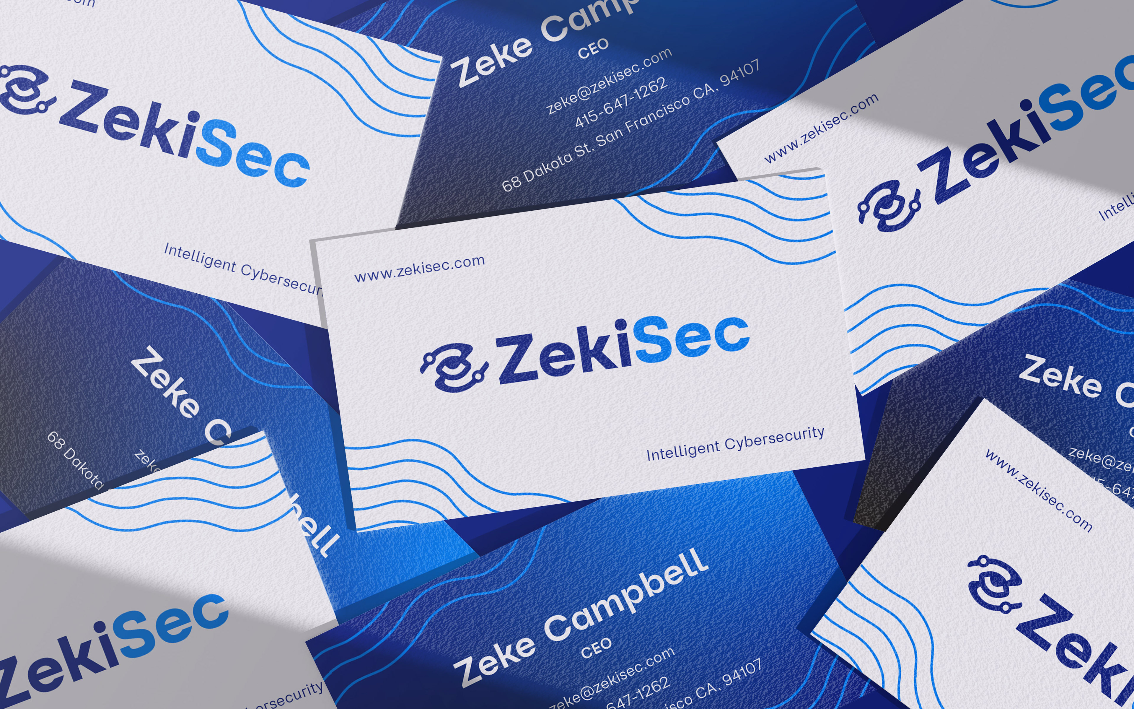 Business cards scattered on a surface