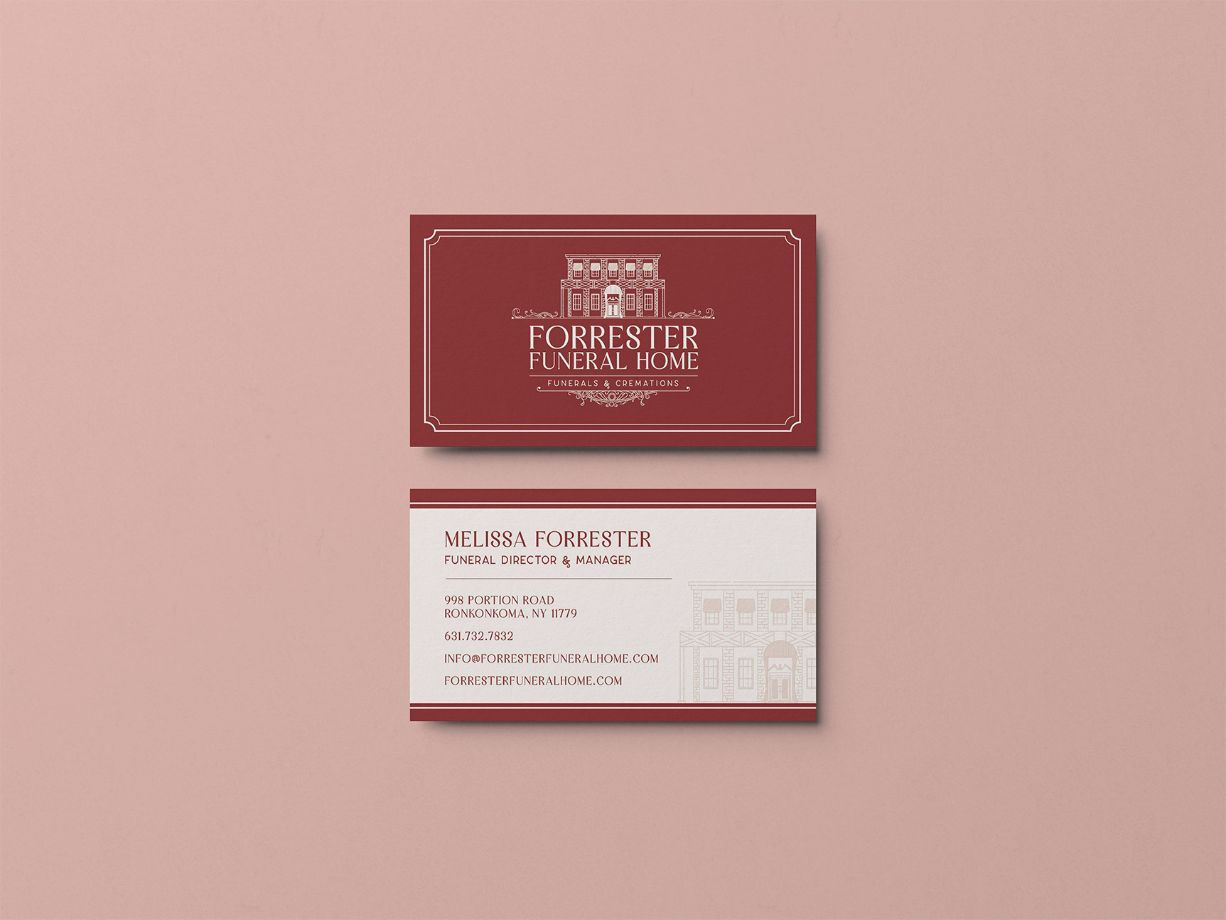 Mockup of a Business Card for Forrester Funeral Home Funeral Director