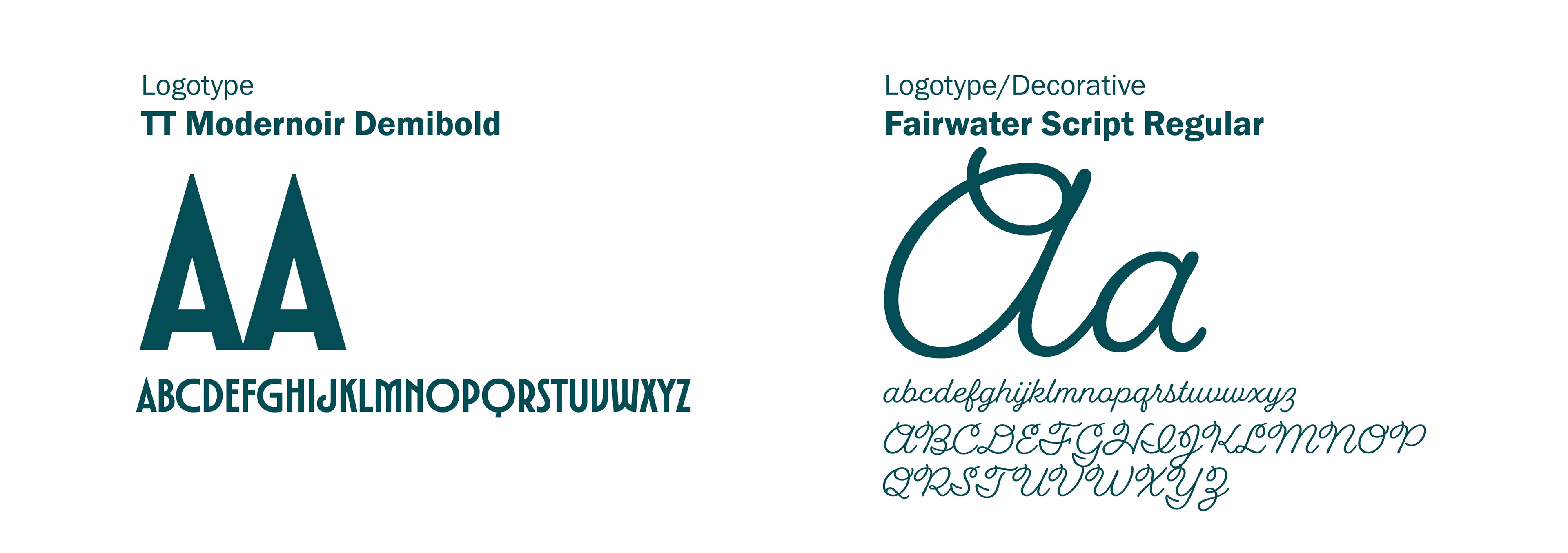 Logotype TT Modernoir and Logotype Fairwater Script Regular