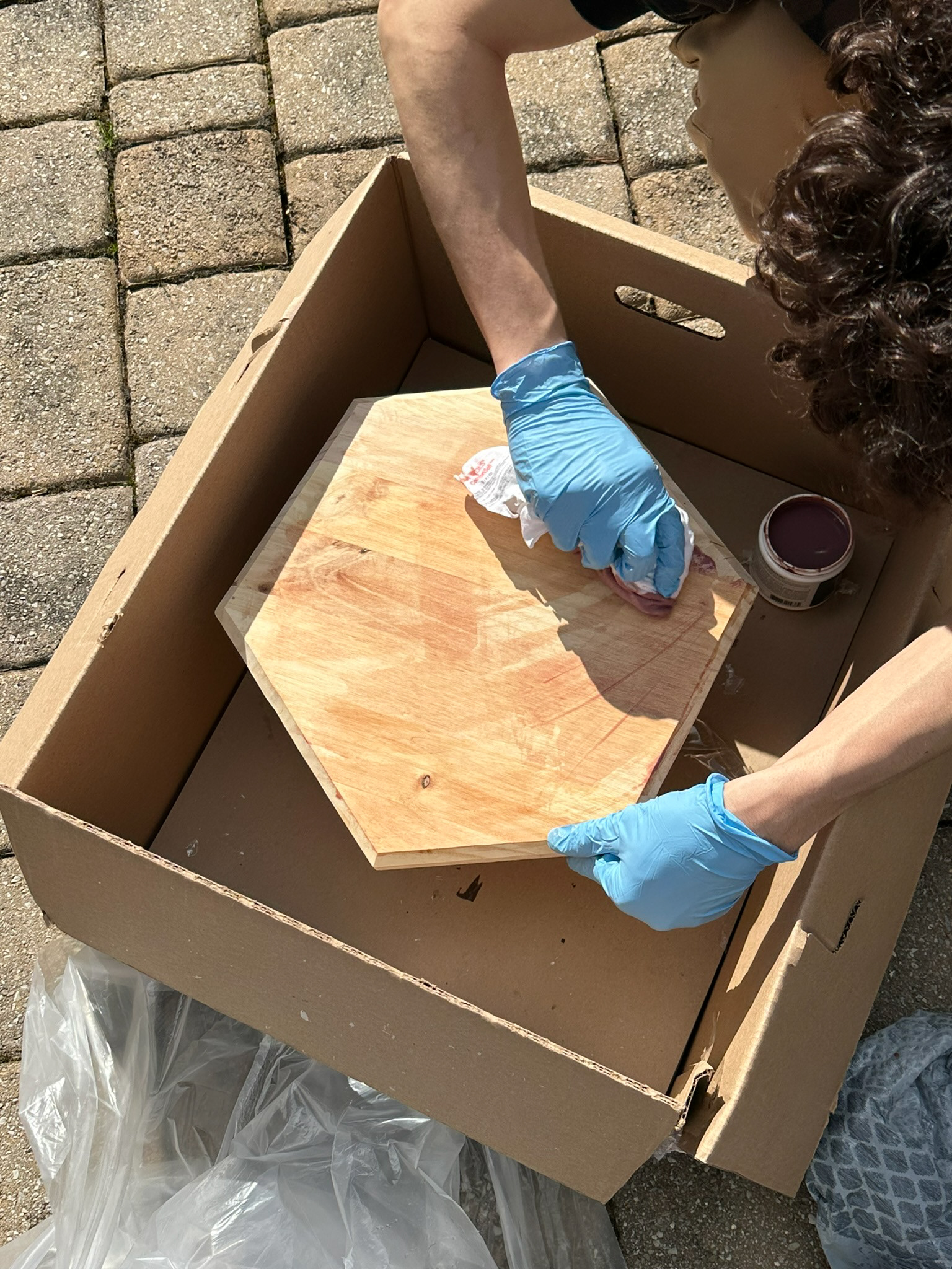 Applying the Pecan Stain with Dry Cloth