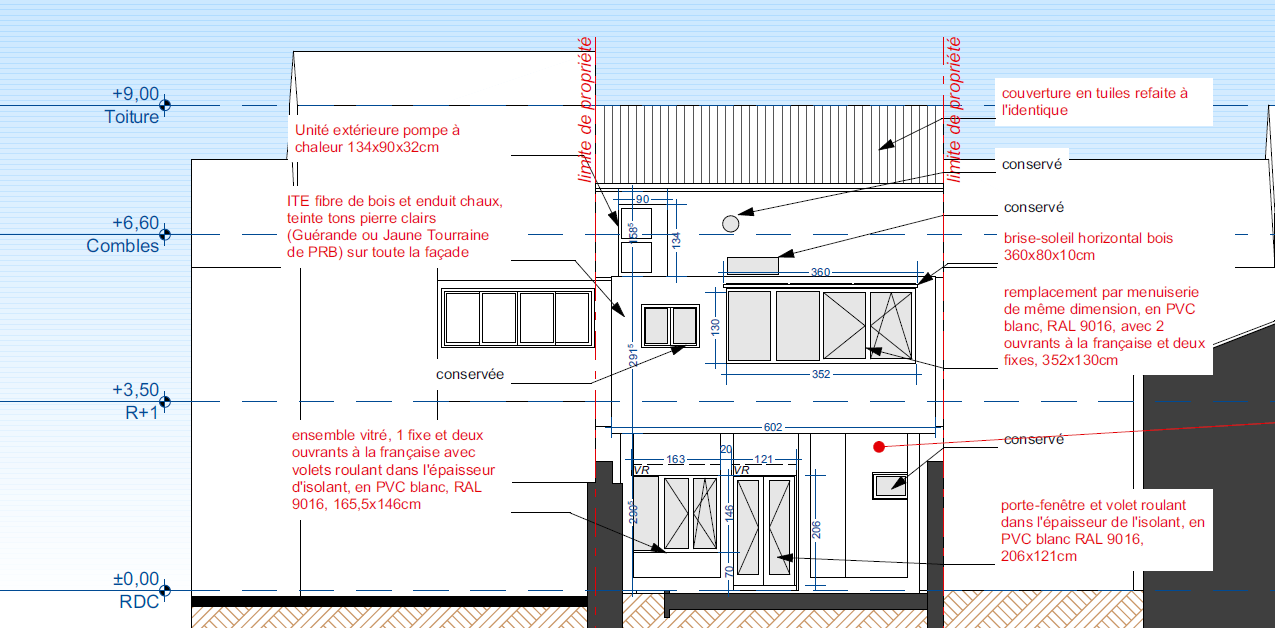 façade sud du projet