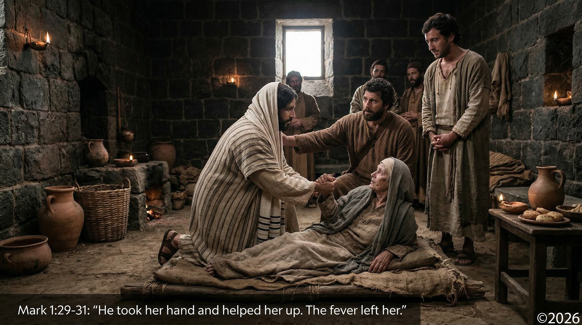 Healing Simon Peter's mother-in-law: Mark 1:29-31