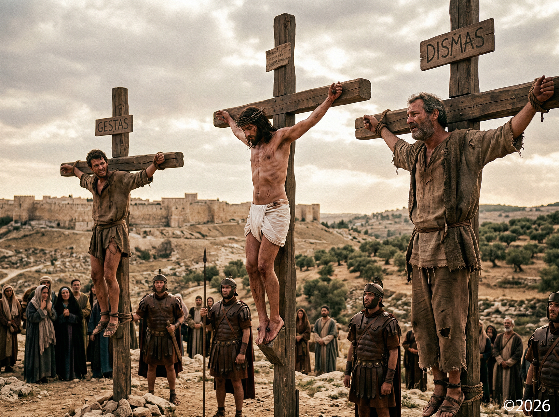 Jesus Crucifixion with the two thieves  Luke 23 39-43