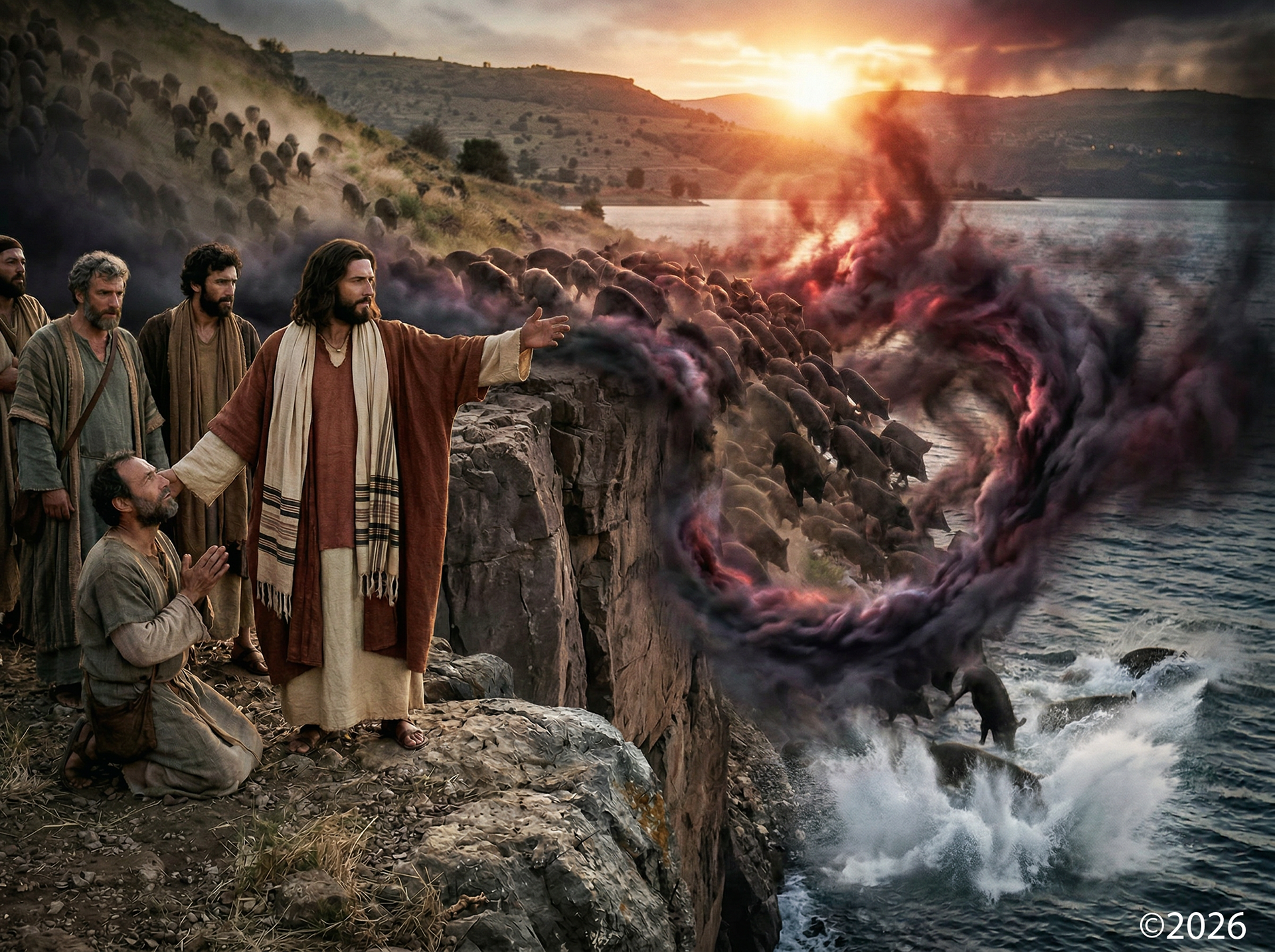 Exorcism of the Demon into the Pigs Matthews 8 28-33