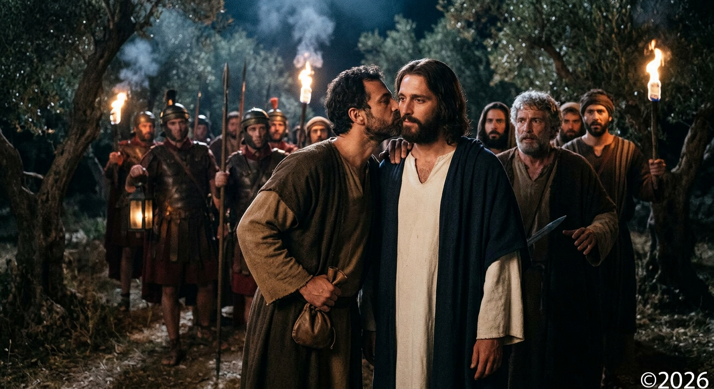  Judas Kiss Matthew 26:48–49, Mark 14:45, and Luke 22:47–48,