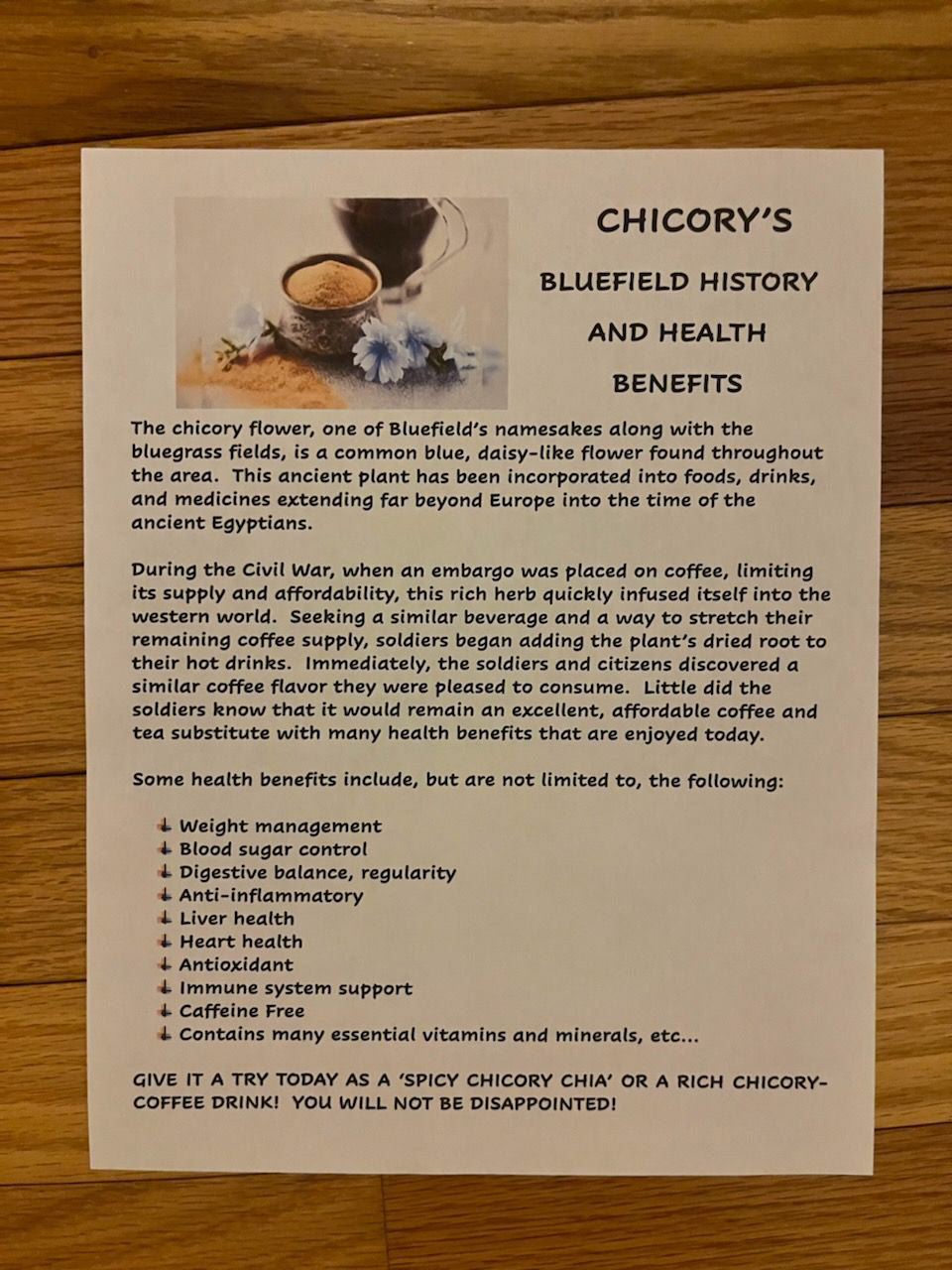 All about Bluefield and Chicory's History