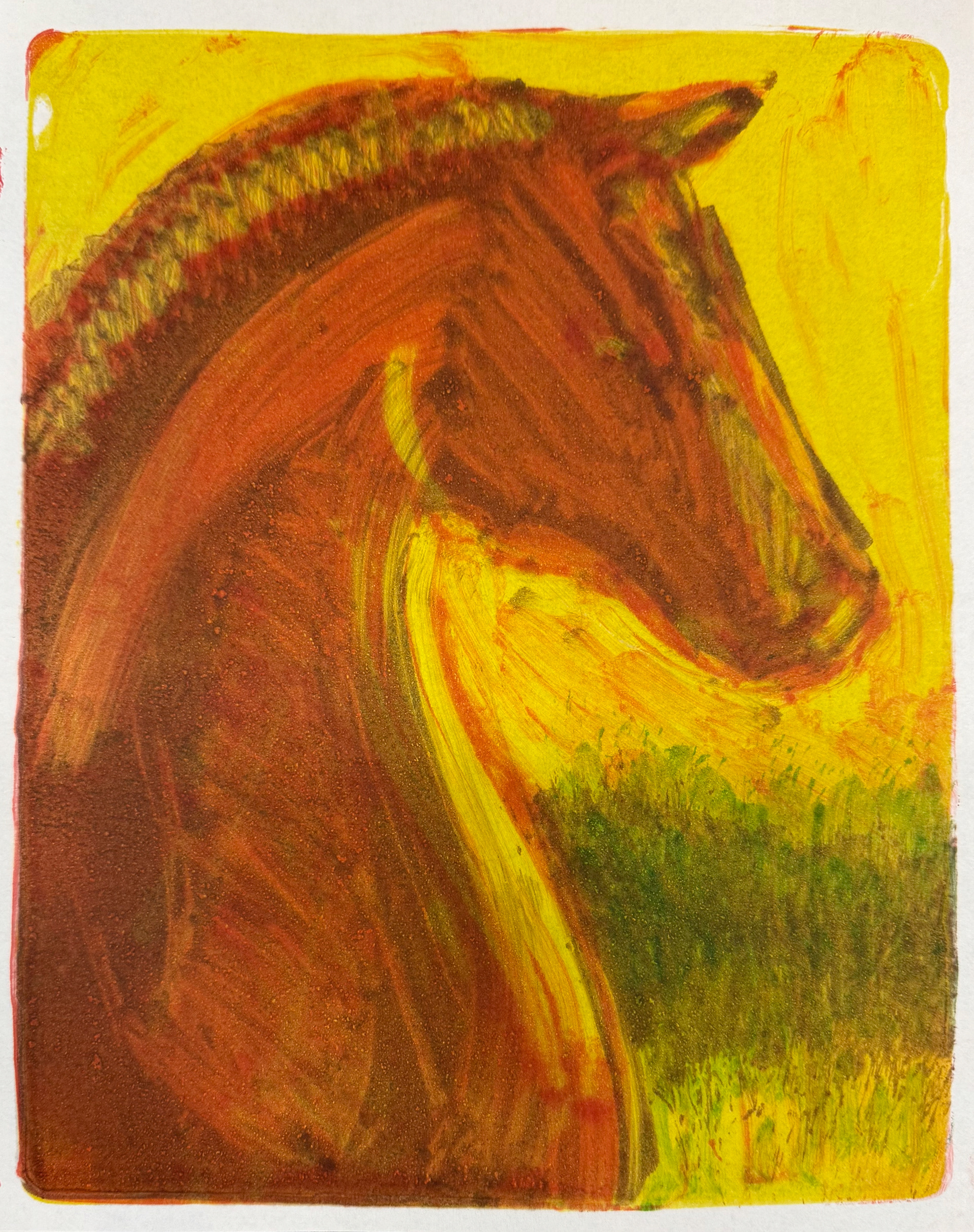 Horse, 2025, monoprint, 12" x 9"