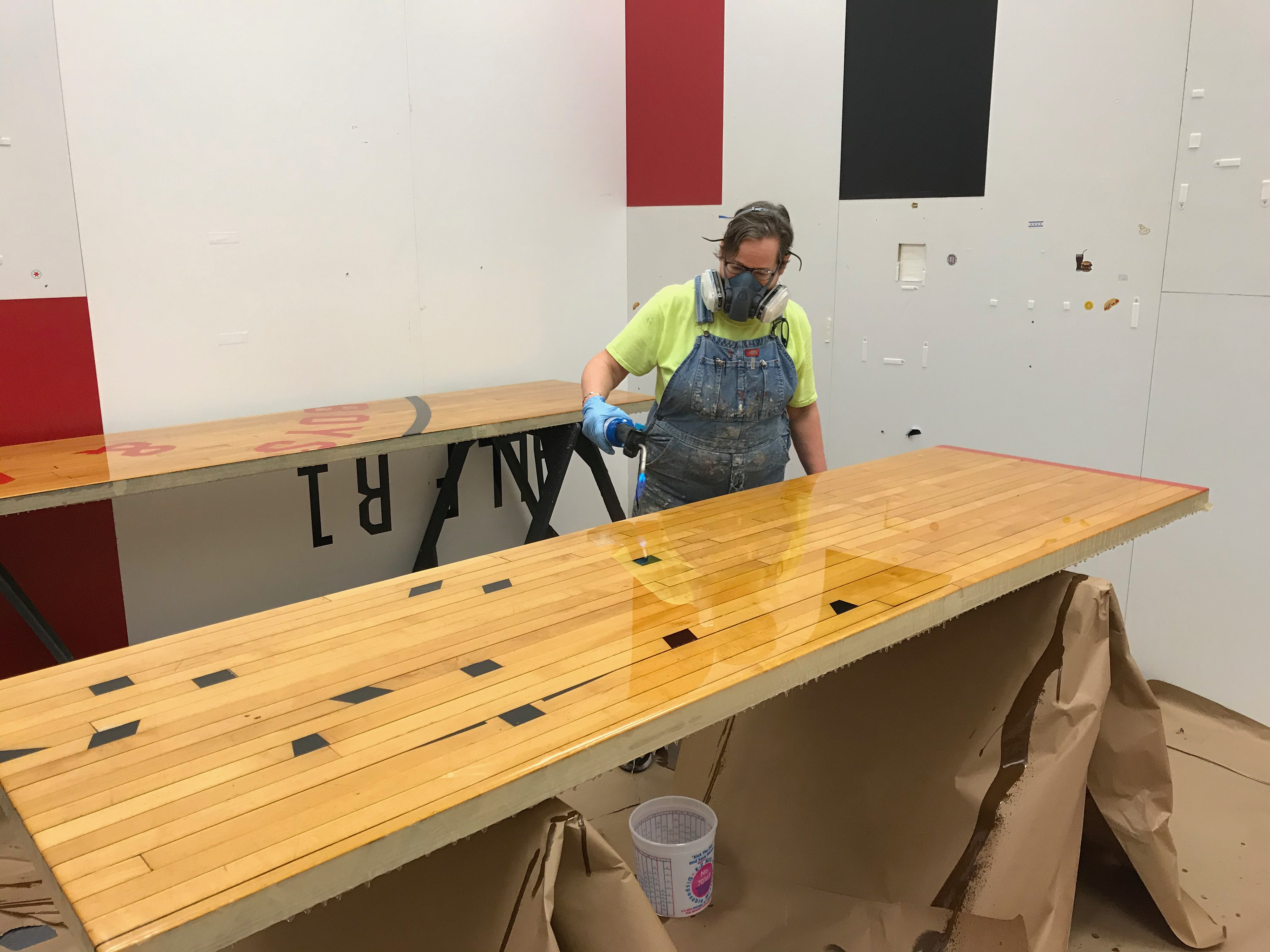 Chasing bar top bubbles with a blow torch.