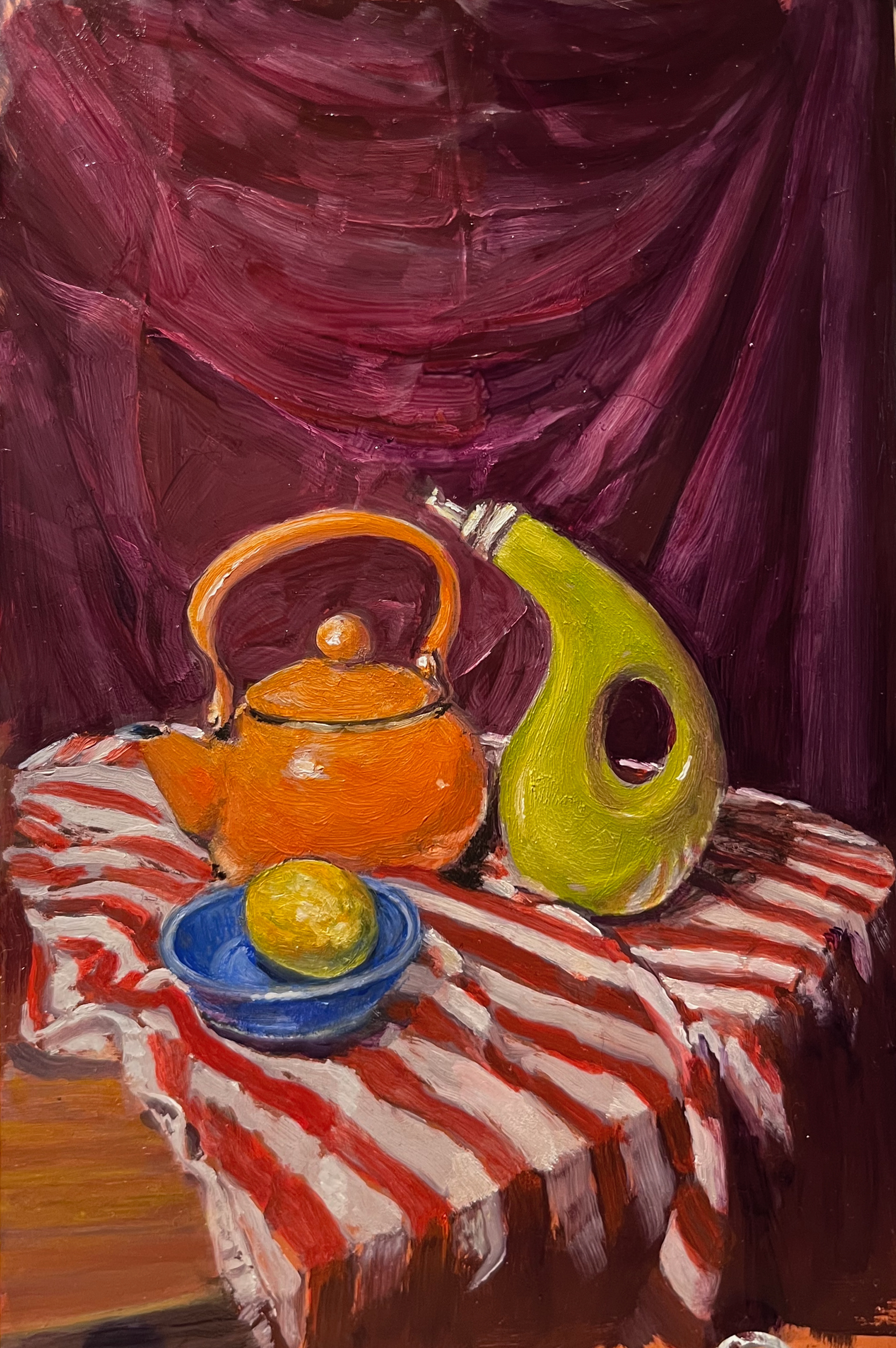 Still Life, 2022, oil on copper, 6" x 4"
