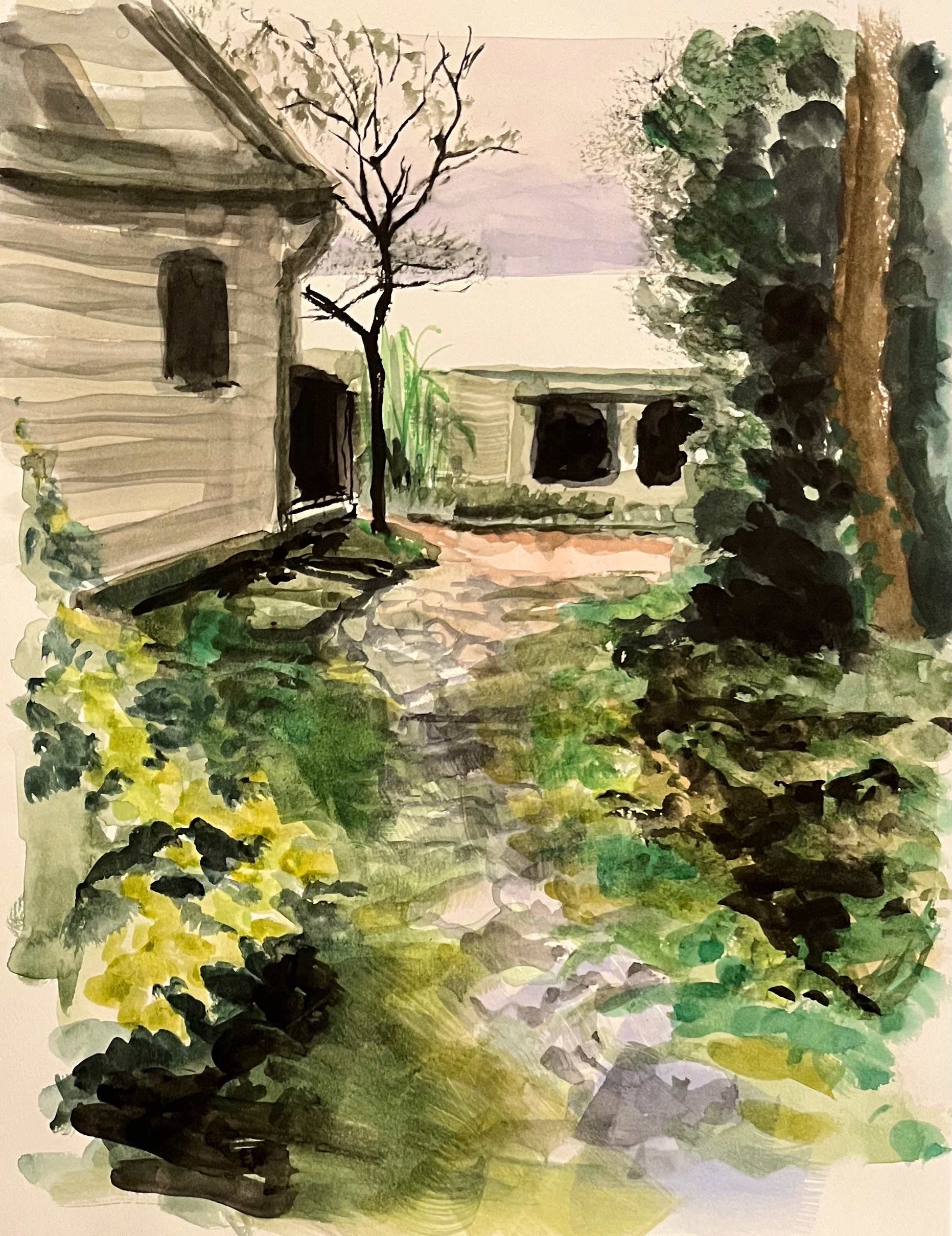 Path to the Back, 2022, watercolor, 12” x 9”