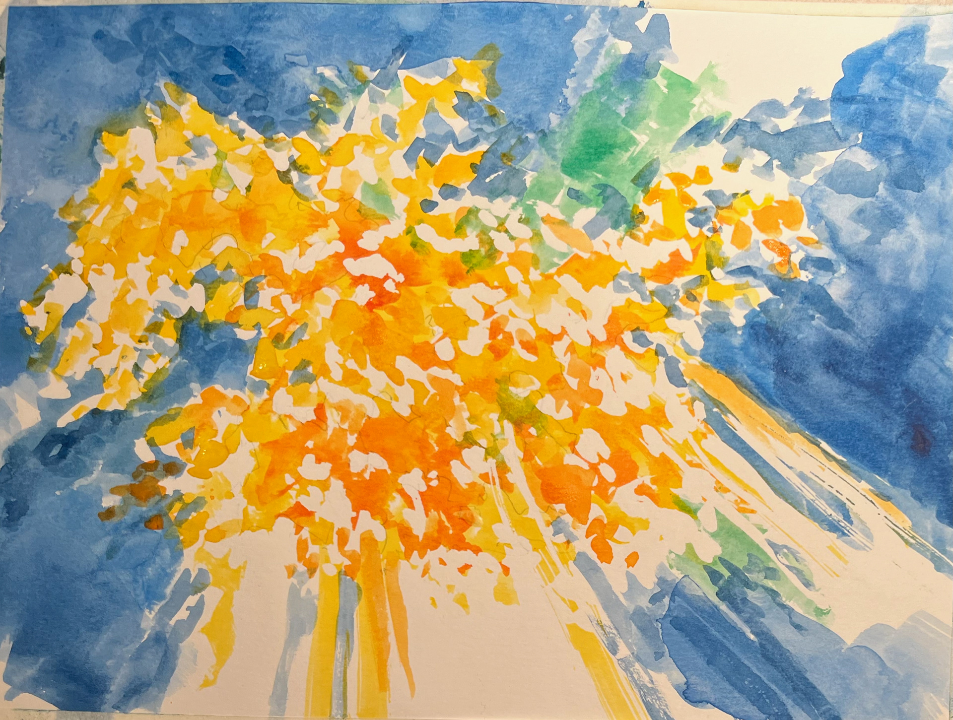 Light in the Forest, 2023, watercolor, 9" x 12"