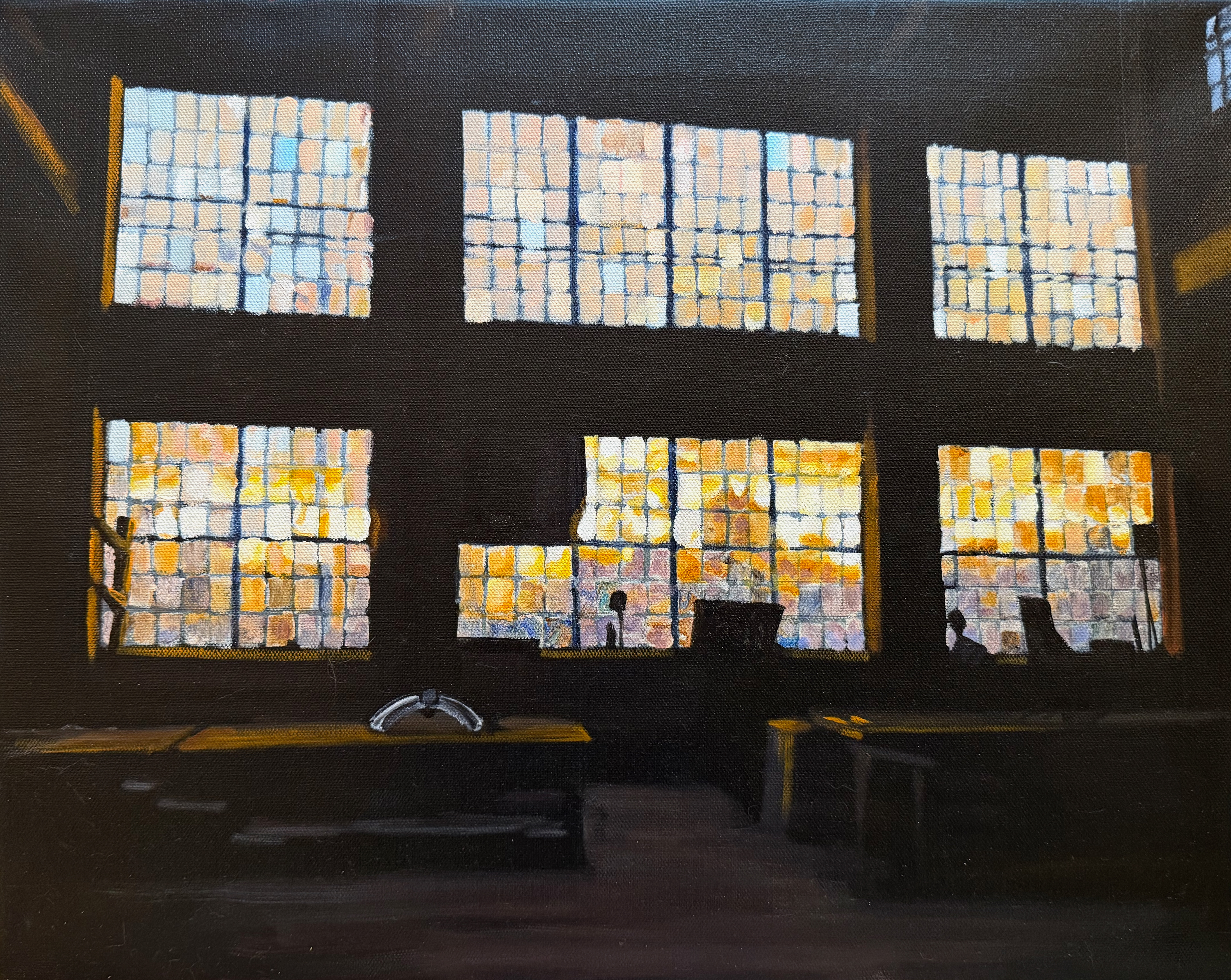 Industry/Sunrise 2025, oil on canvas, 15.75” x 20”