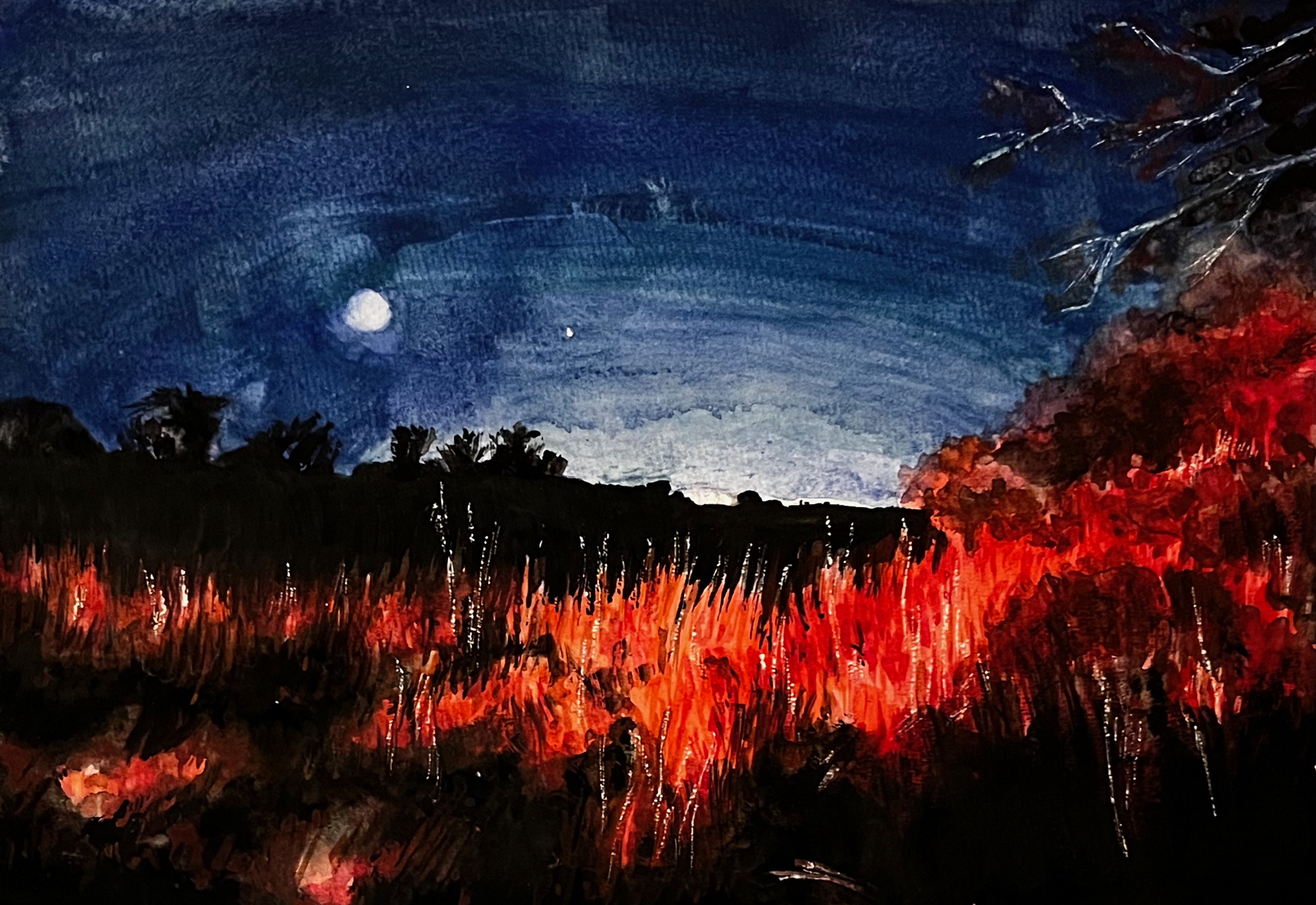 Rear View 2, 2025, watercolor and gouache on paper, 9” x 12”