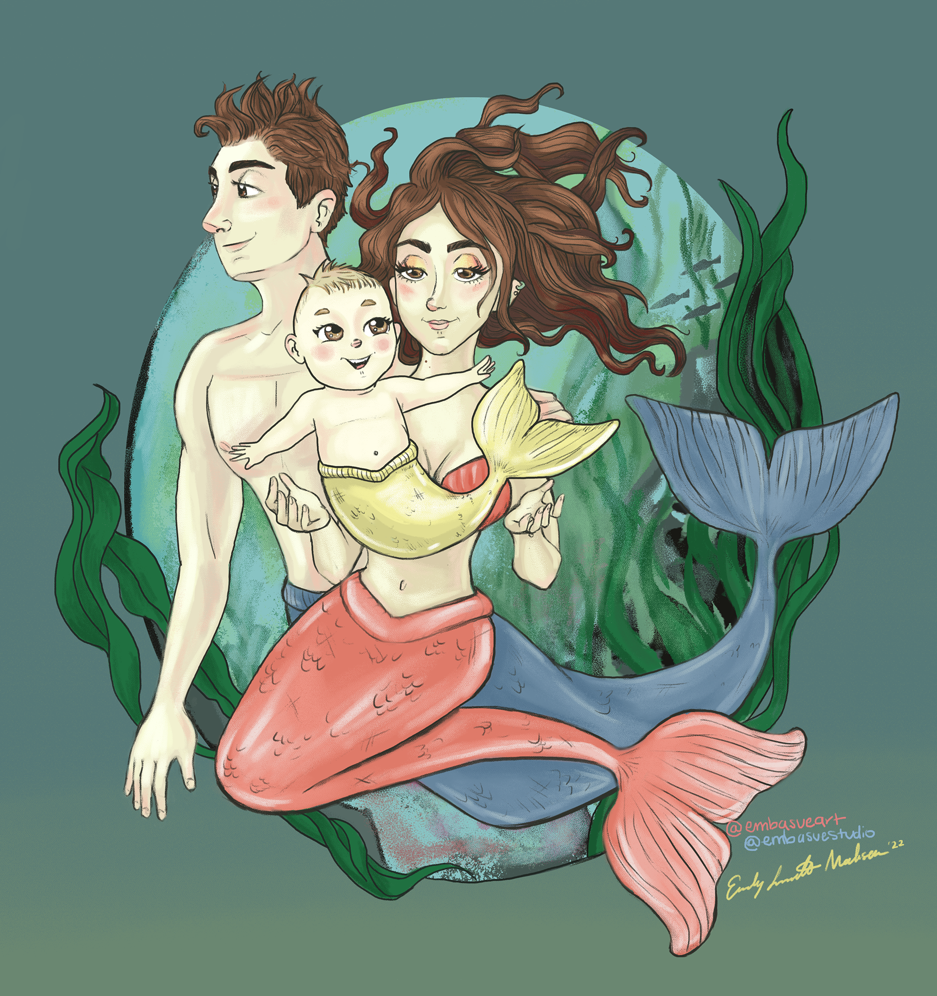 Mer-Madsen Family Portrait 2022 - Full Body - Border/Background Merge
