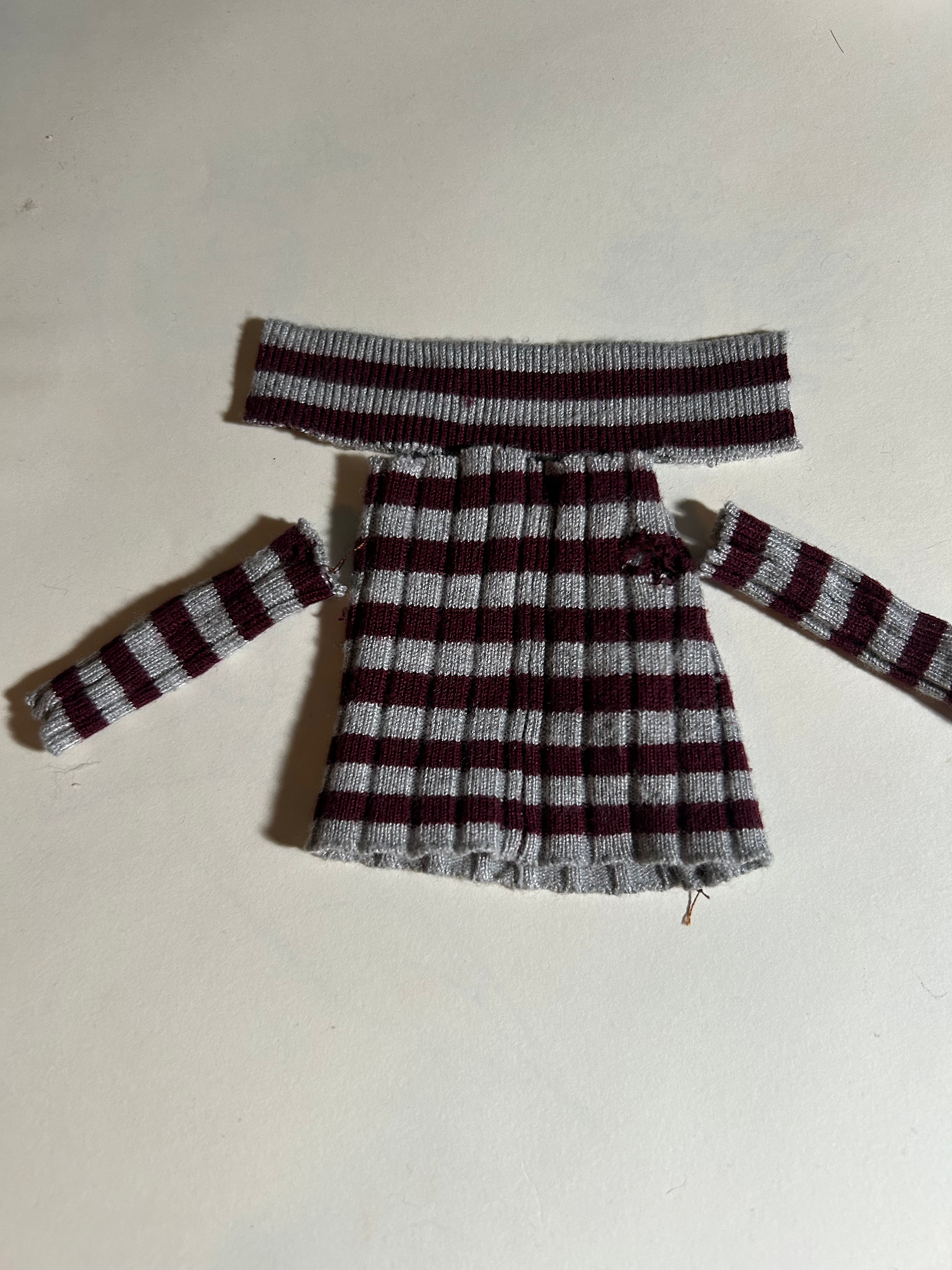Striped sweater made from old fabric