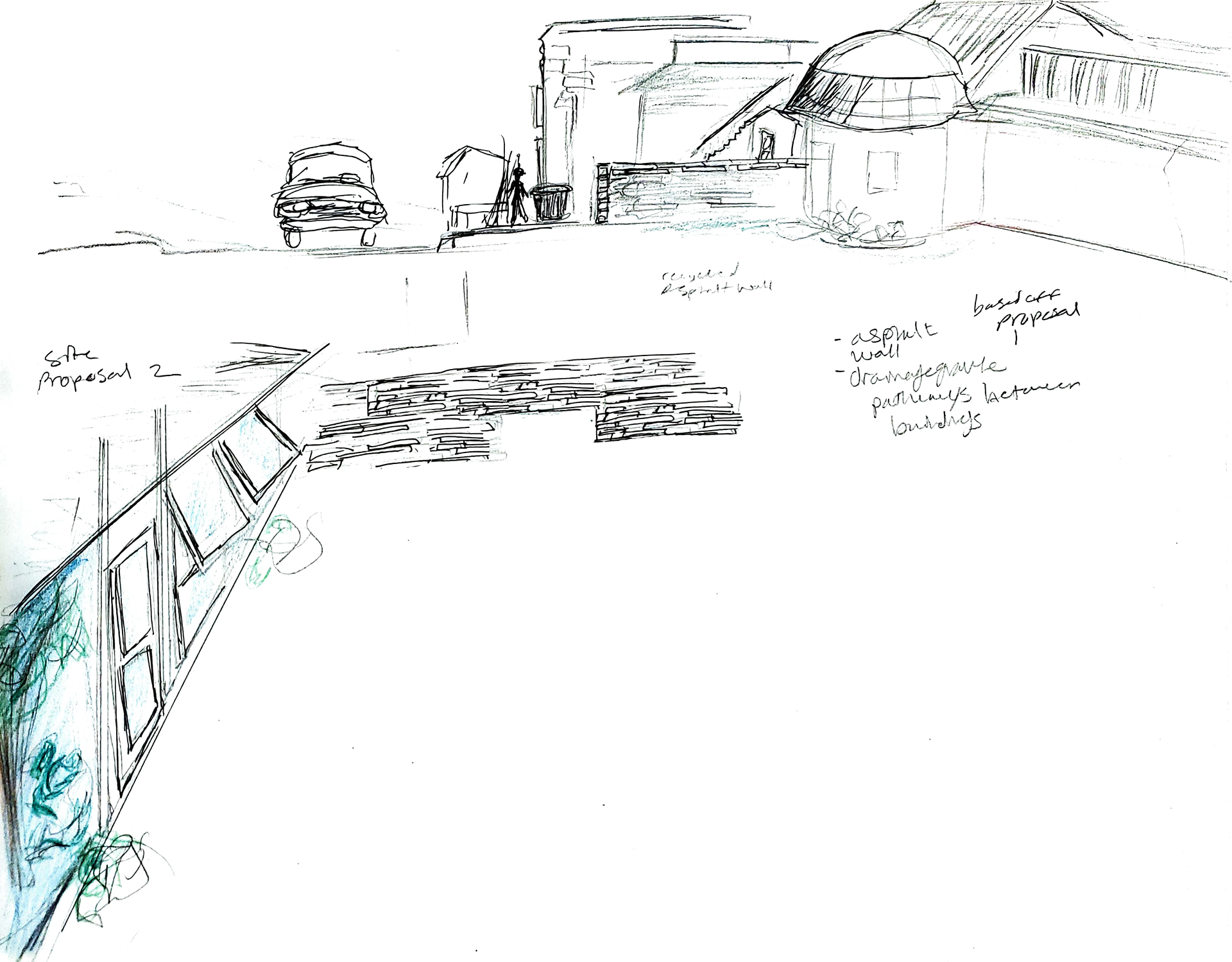 elevation views of site with different idea of dome