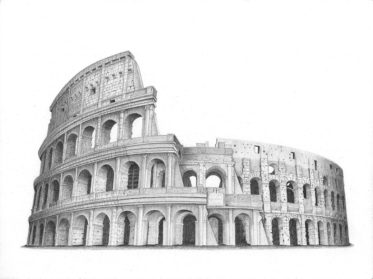 Es el dibujo del Coliseo Romano en digital