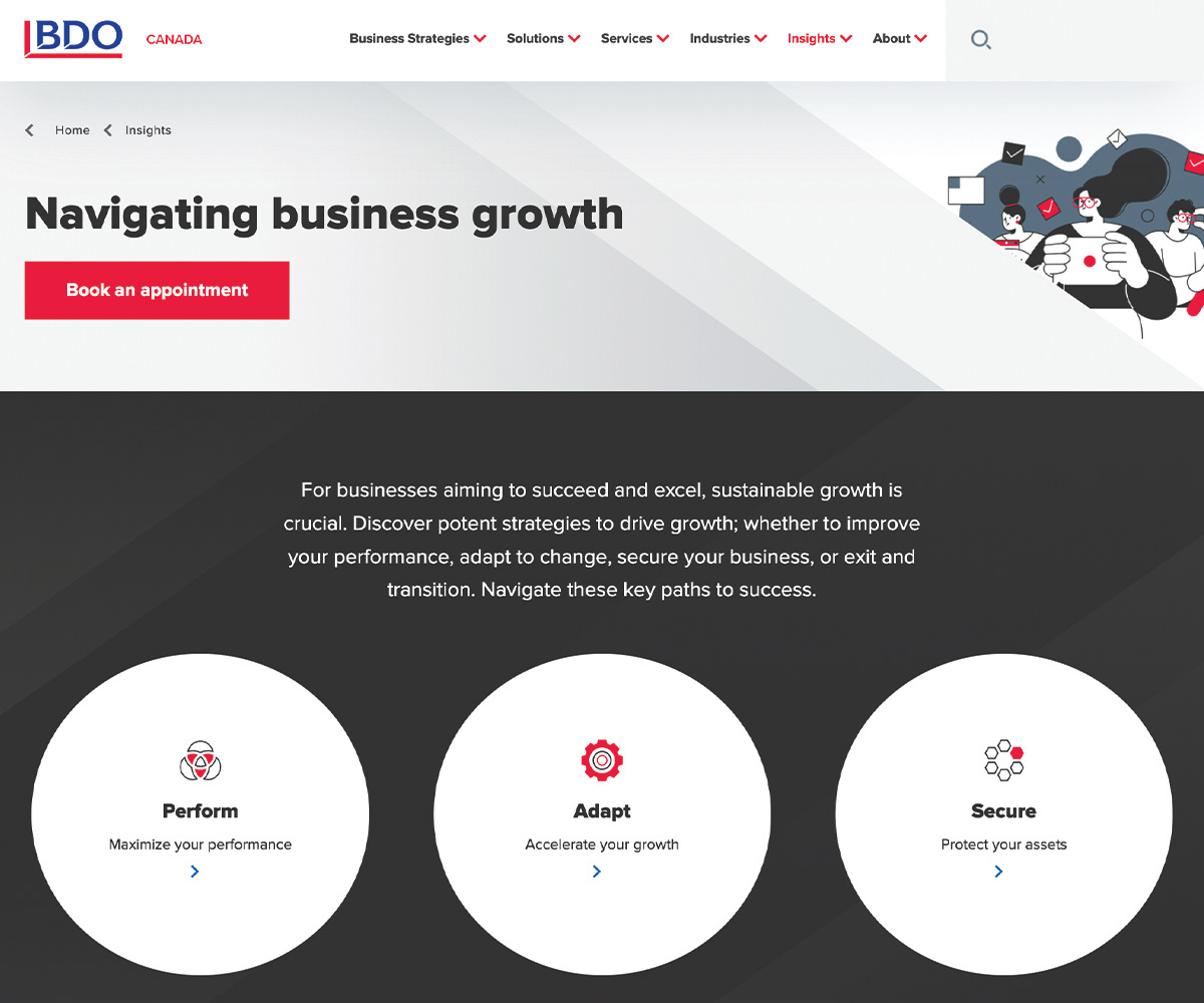 Navigating business growth web page preview