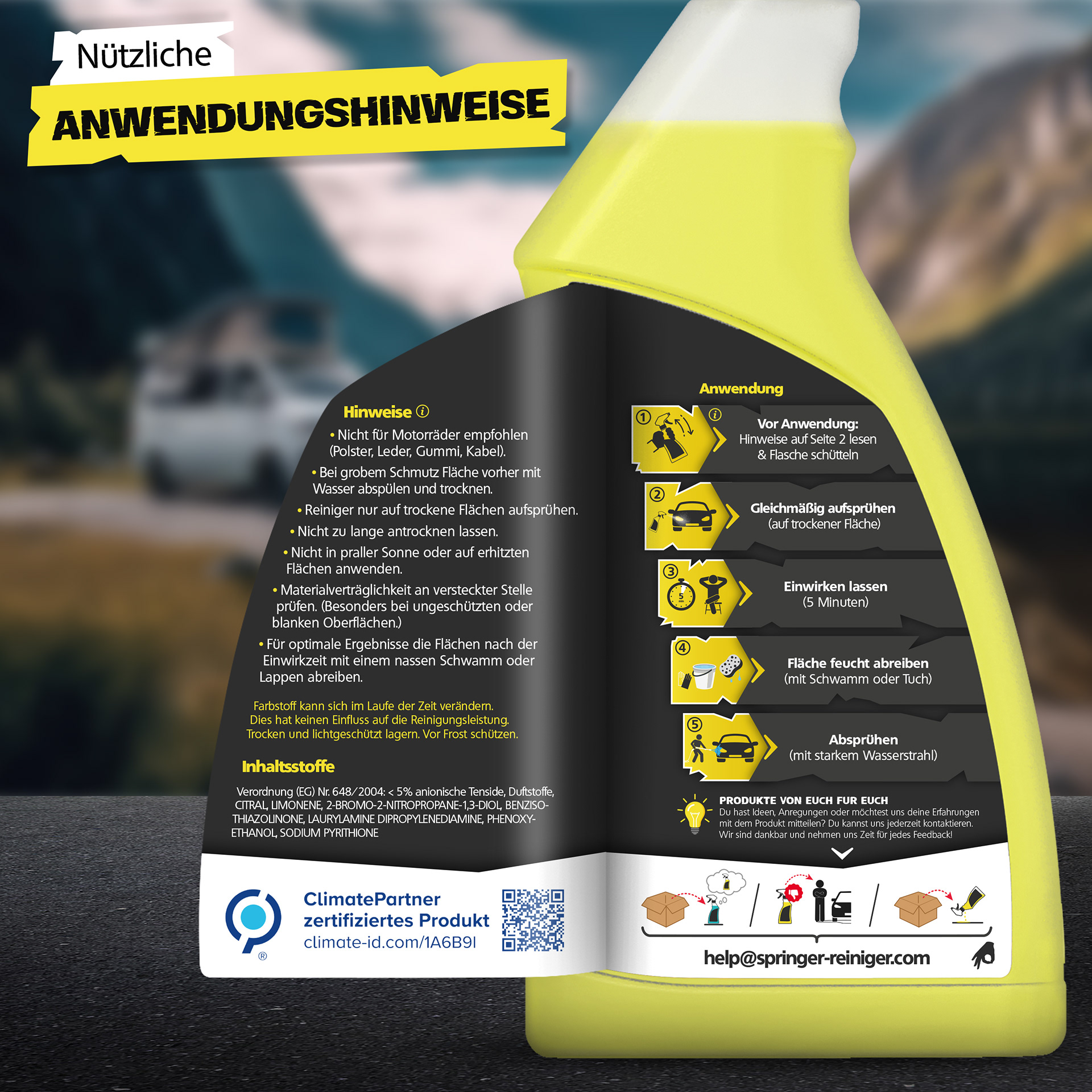 Fotomontage - hier wurde das Etikett aufgeklappt dargestellt