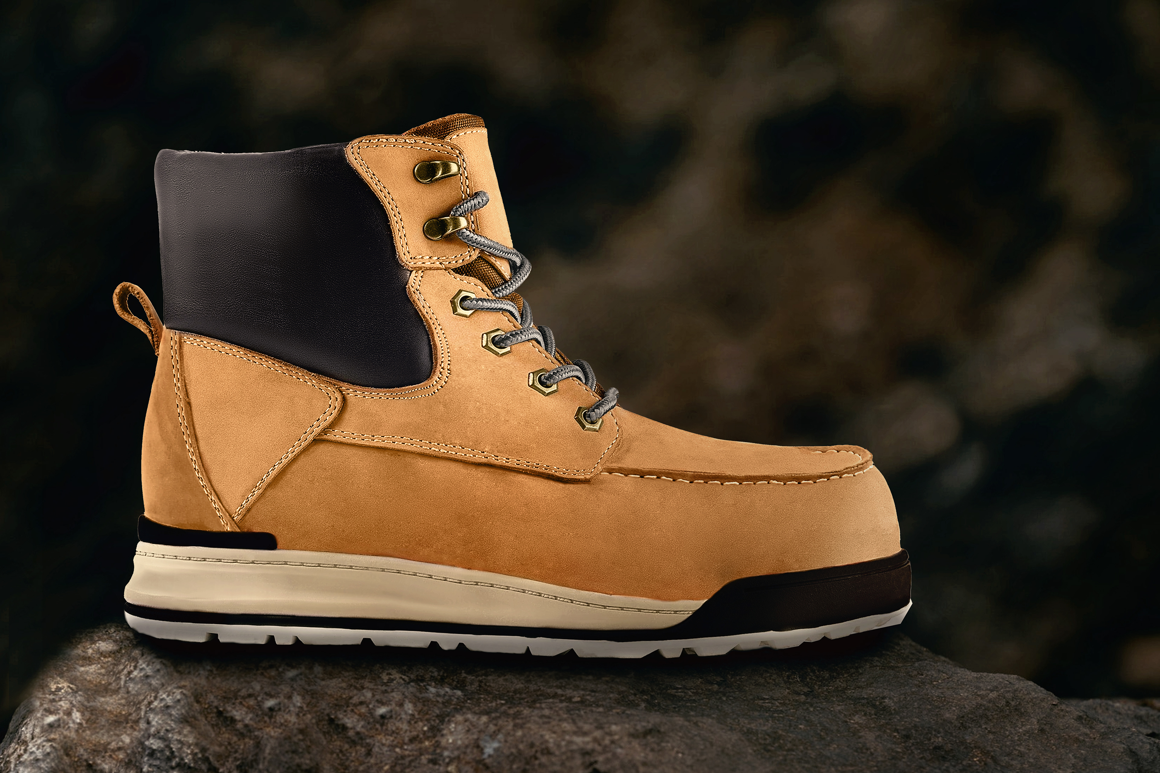 Work boot on a natural background and plinth | Pro Exposure Photography