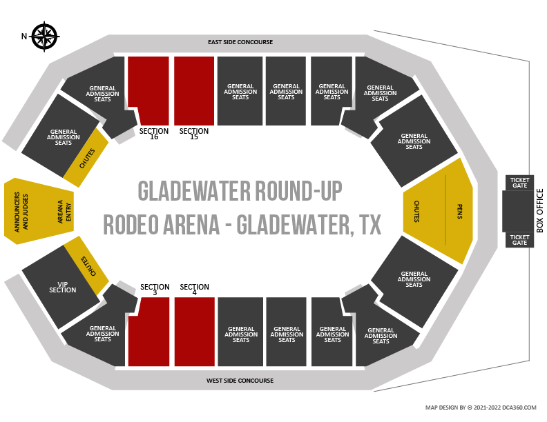 Gladewater Rodeo Arena Seating Map