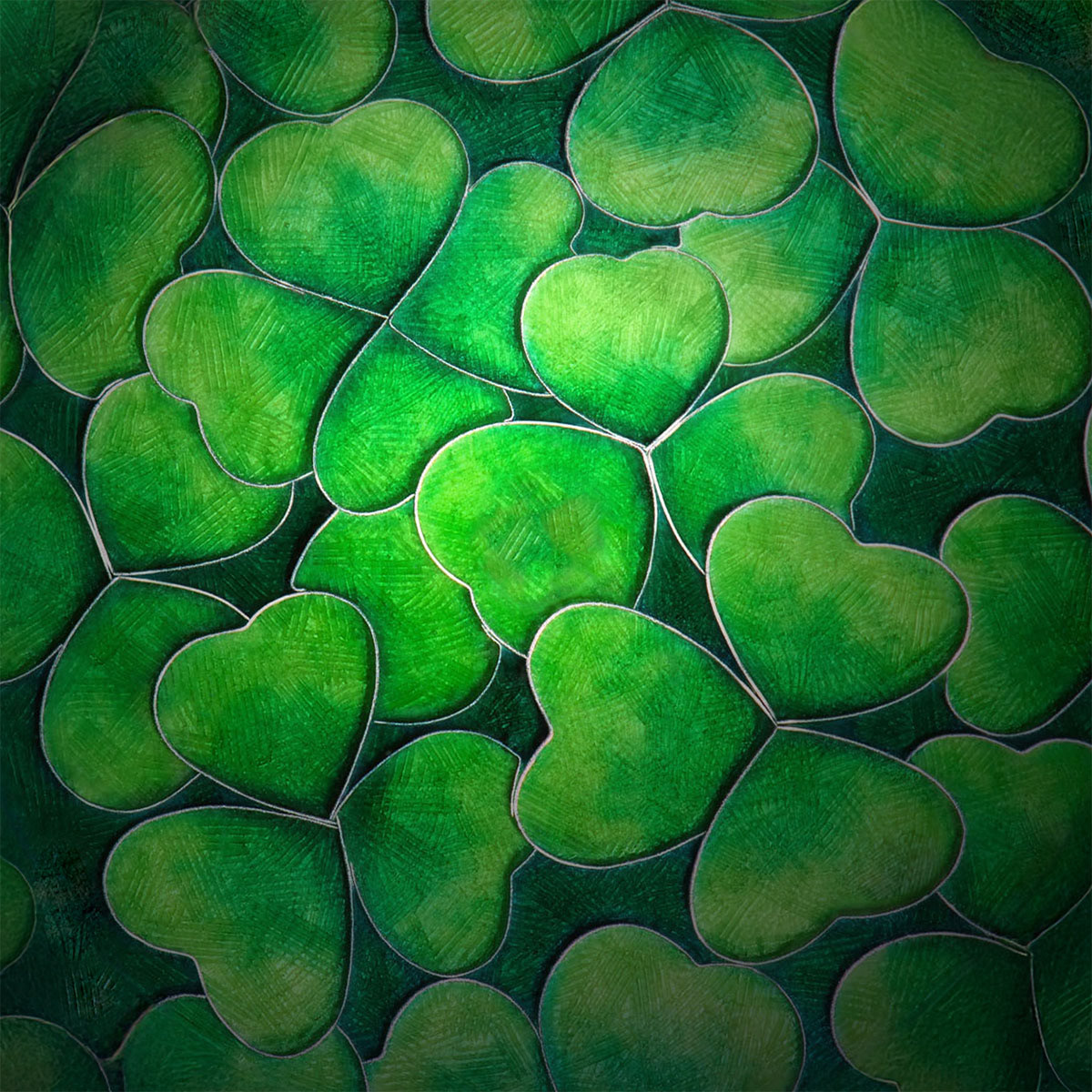 Cloisonné clover pattern, by Kiki Fornell. Motif de trèfle cloisonné, par Kiki Fornell.