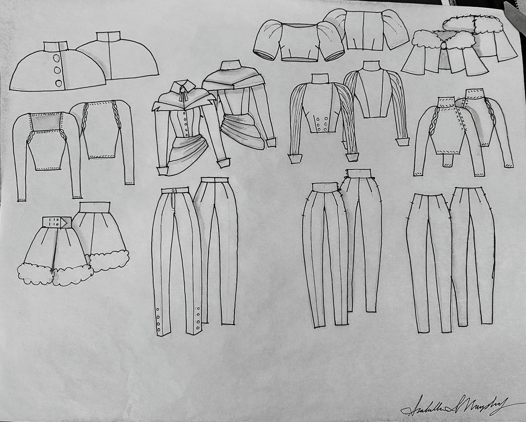 Flat Sketch Line Sheet by sophomore Isabella Murphy