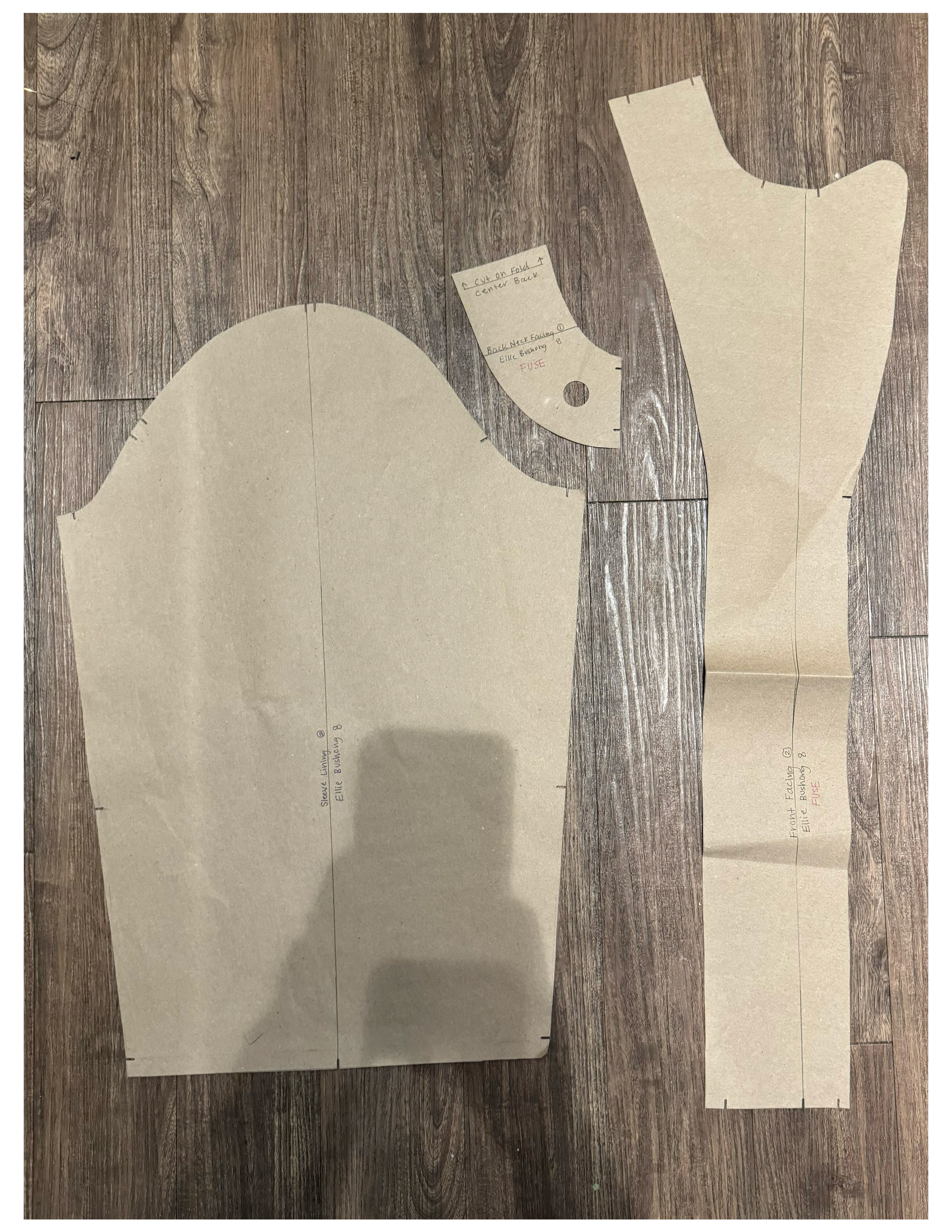 Jacket Production Sleeve Patterns student Ellie Bushing