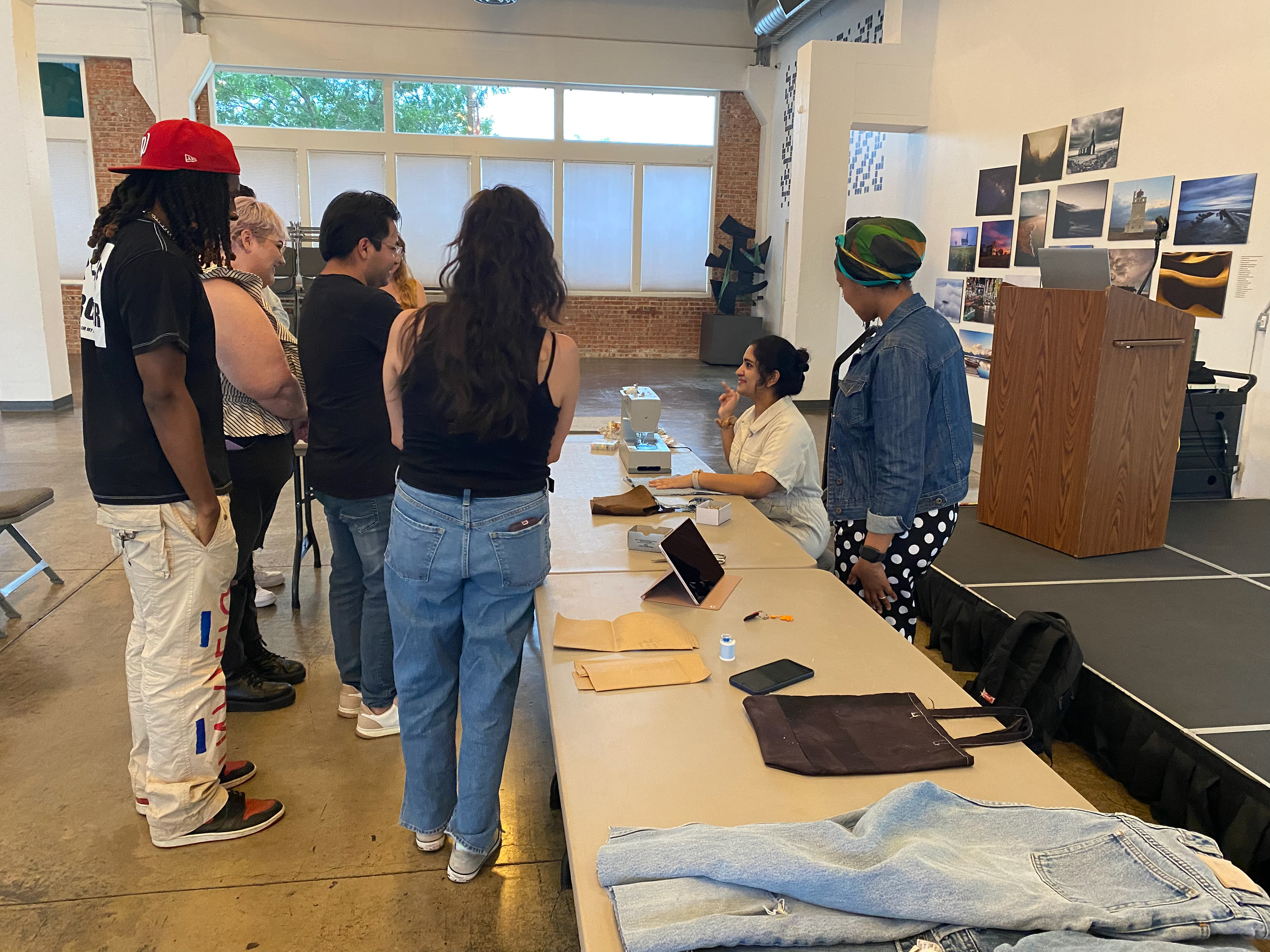 MFA student Lasya Silpa denim mending workshop