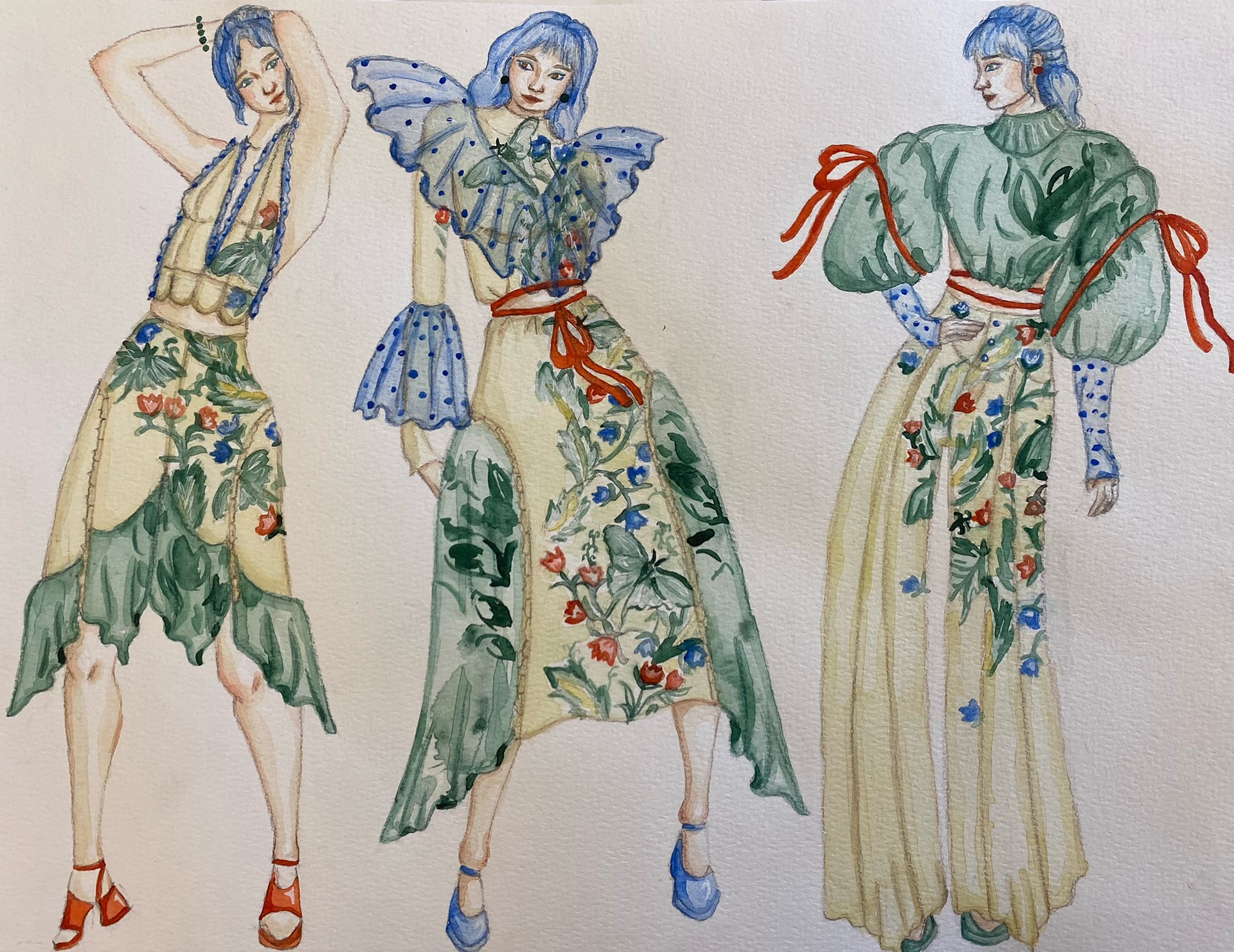 Watercolor Illustrations by student Bella Dubose