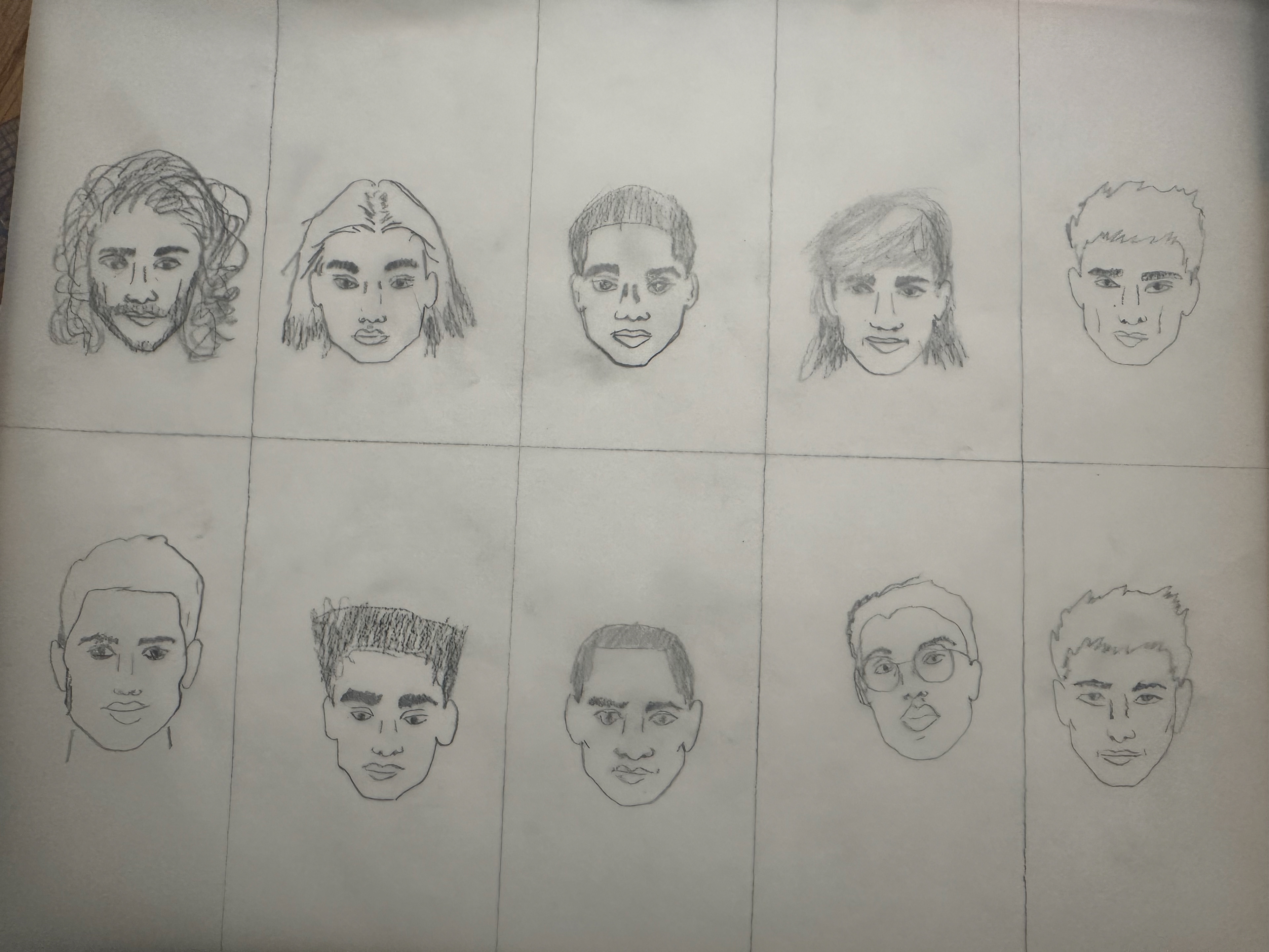 Male Faces by student Ben Arevalo