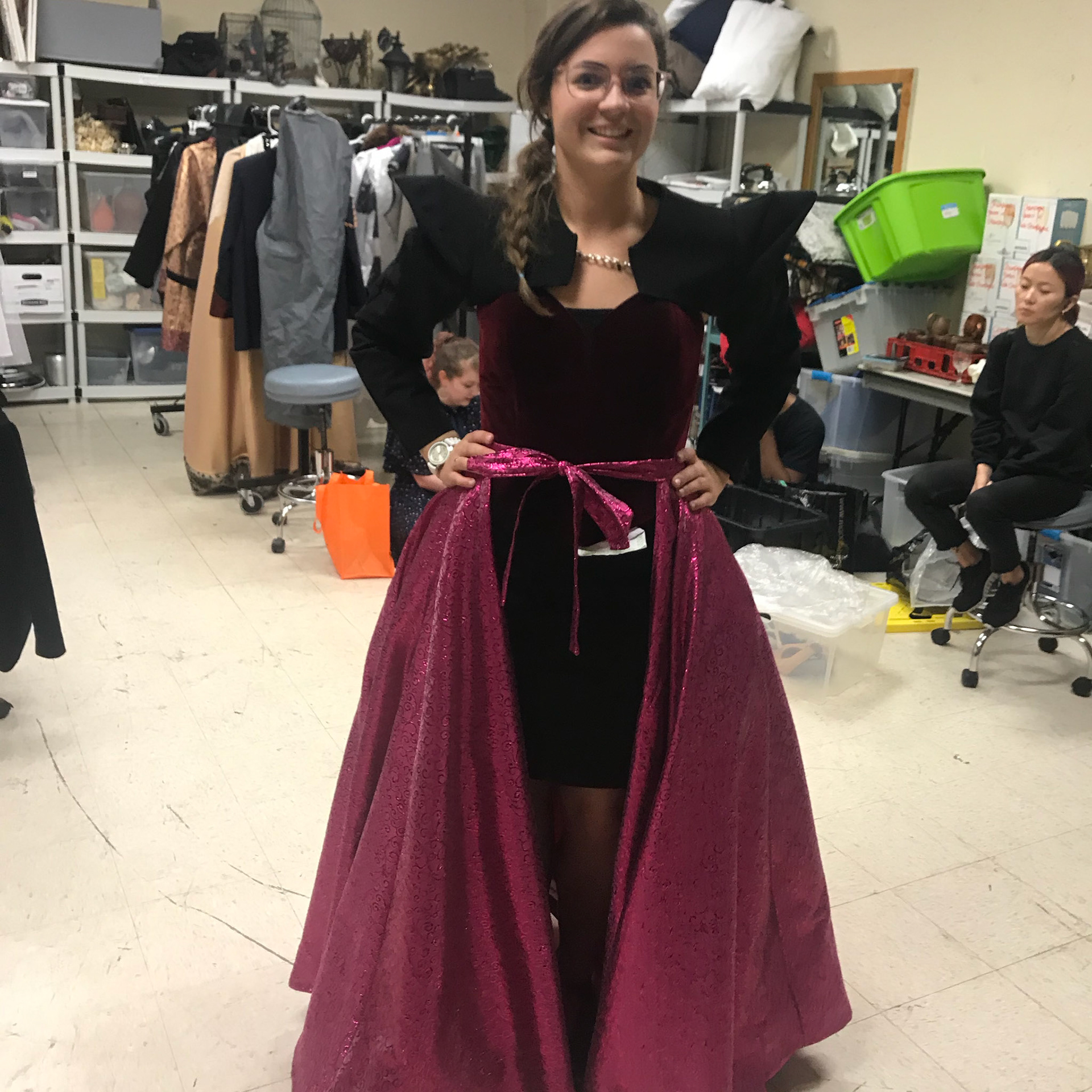 Sample fitting at Opera dress rehearsal with UNT music students: Character of Donna Elvira