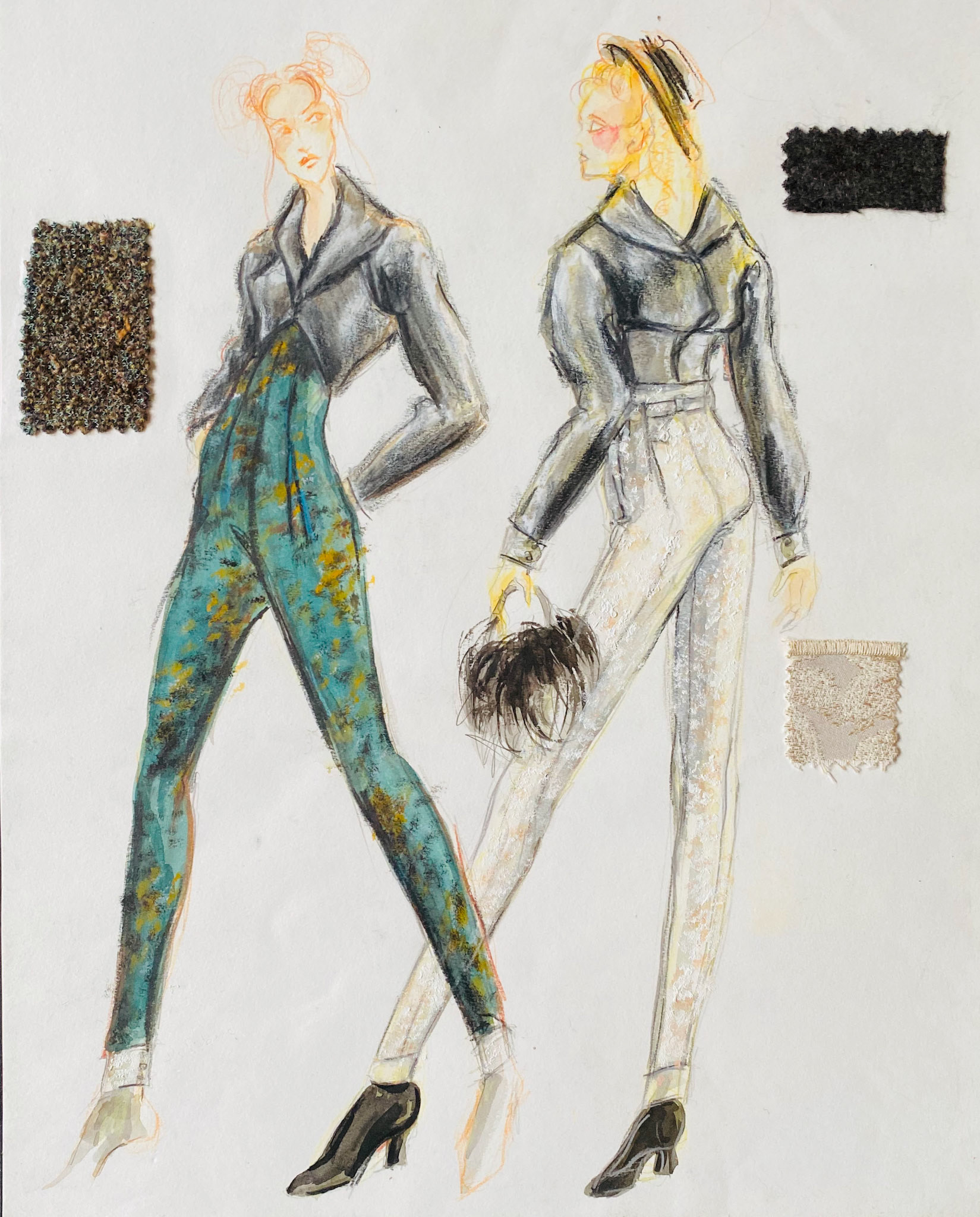 Modern Dandy guache and colored pencil