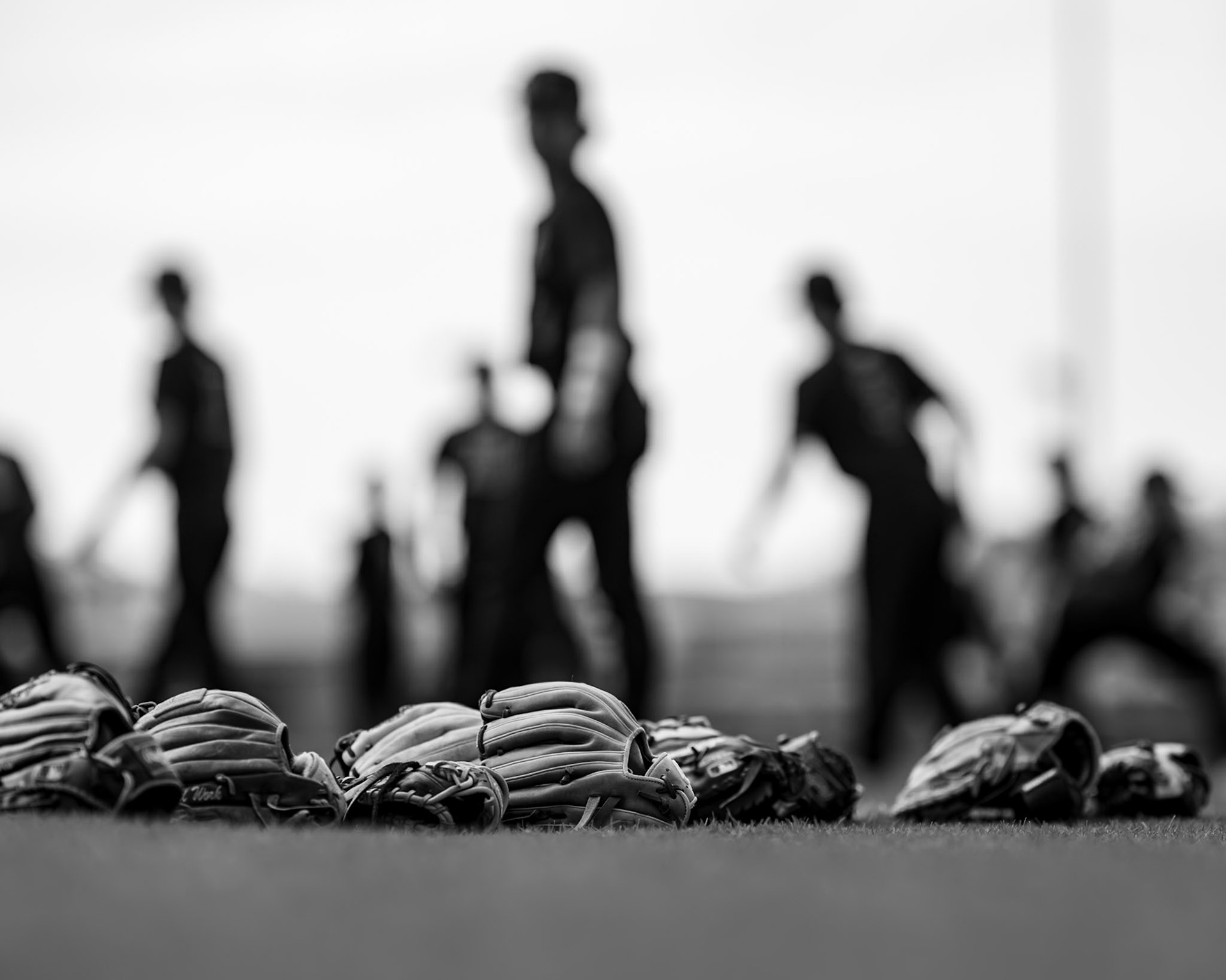 The Lenape baseball team's gloves during warmups at the Coaches vs. Cancer matchup against Ocean City at Mainland Regional High School in Linwood, NJ. (Photo by Brian Barbash/gametimedreams.com)