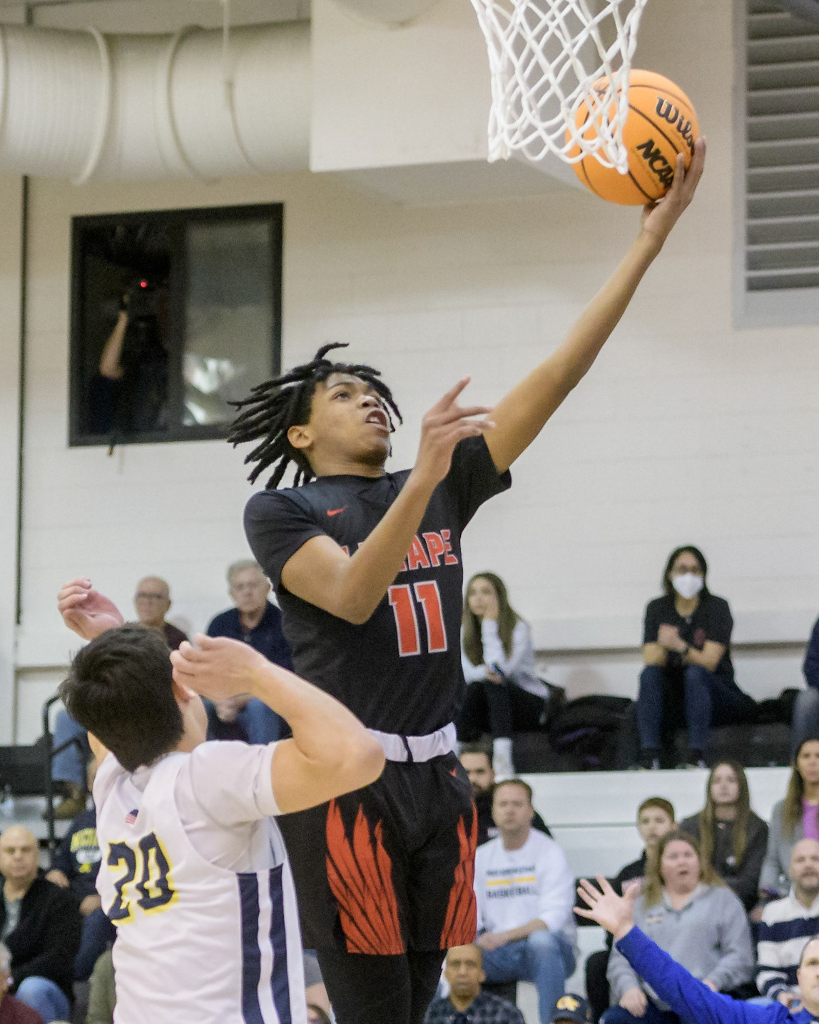 Tye Dorset of Lenape High School lays one in during the NJSIAA Boys Basketball State Semifinal between Lenape and Marlboro at Egg Harbor Township High School in Egg Harbor Township, NJ. (Photo by Brian Barbash/gametimedreams.com)