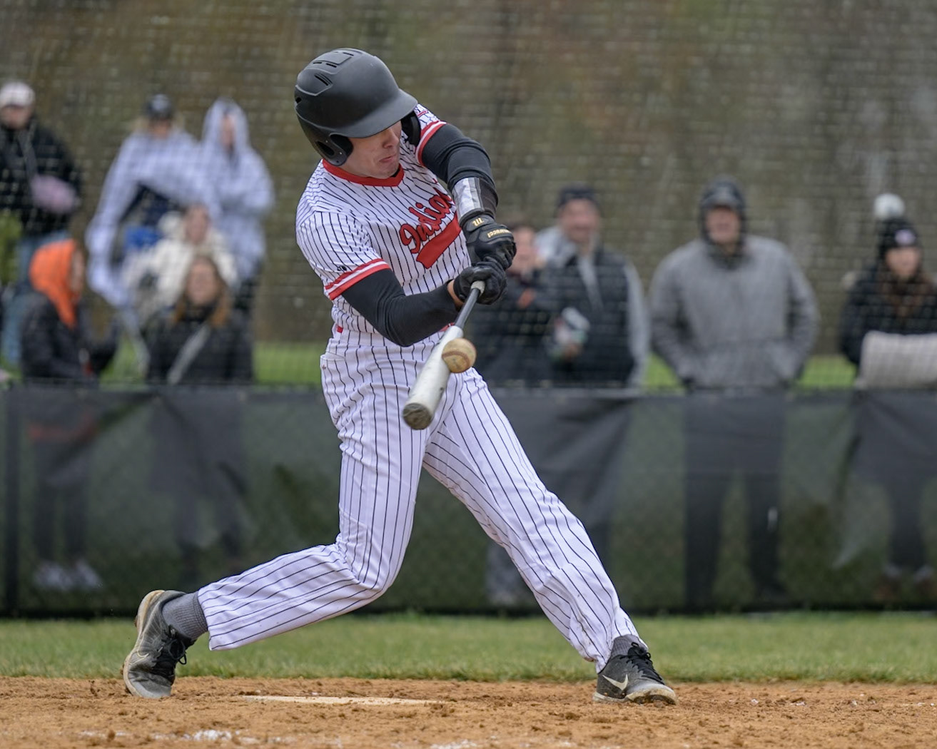 Jackson Wheeler of Lenape High School with a base hit during the game against Cherokee at Lenape High School in Medford, NJ. (Photo by Brian Barbash/gametimedreams.com)