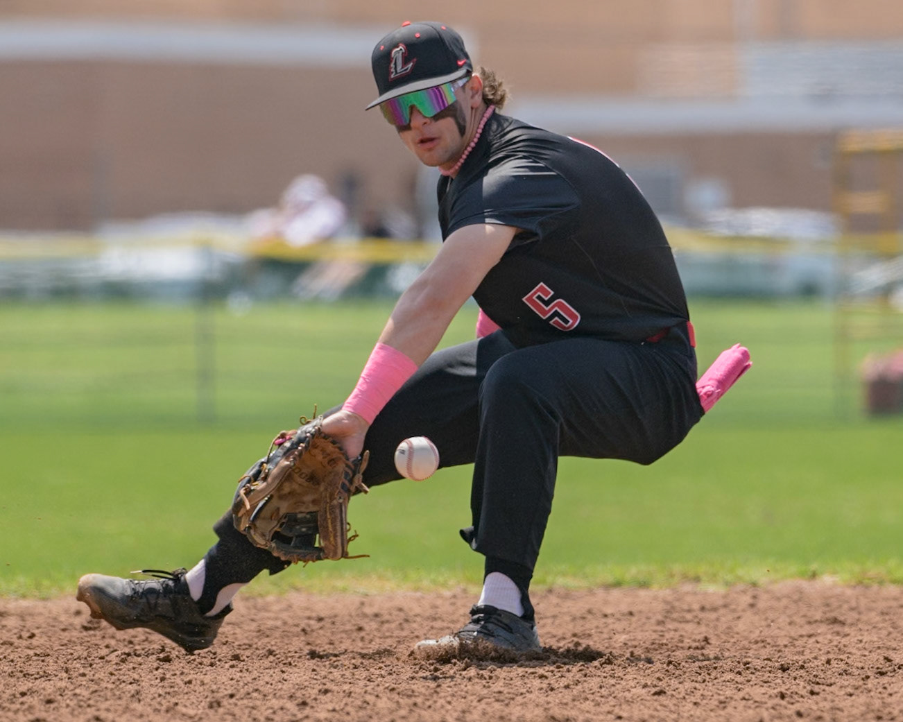 Andrew Shank of Lenape High School fields a ground ball during the Coaches vs. Cancer matchup against Ocean City at Mainland Regional High School in Linwood, NJ. (Photo by Brian Barbash/gametimedreams.com)