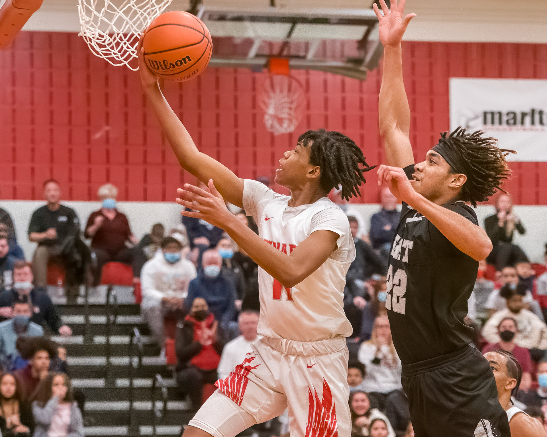 Tye Dorset of Lenape High School with a layup during the SJ Group 4 playoff Semifinal between Lenape and Egg Harbor Township at Lenape High School in Medford, NJ. (Photo by Brian Barbash/gametimedreams.com)