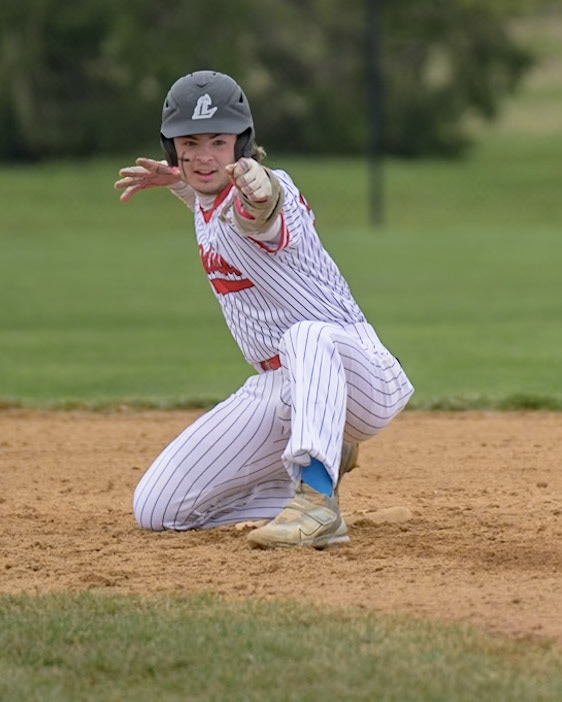 Zach Barbash of Lenape High School celebrates a double during the game against Cherokee at Lenape High School in Medford, NJ. (Photo by Brian Barbash/gametimedreams.com)