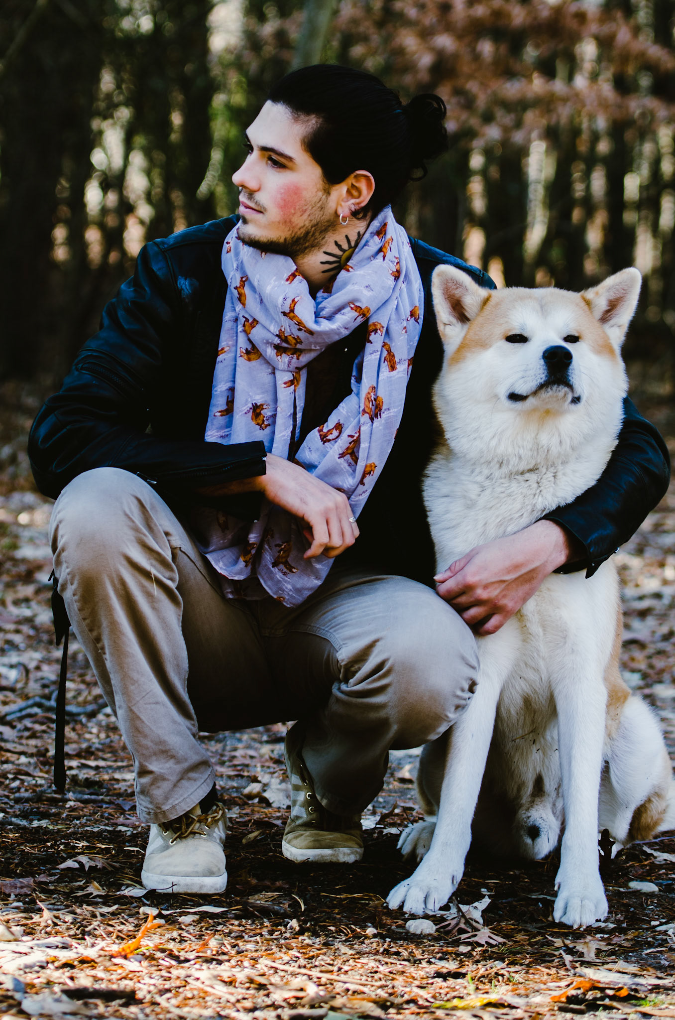 Owner: Heaton Johnson VDog: AustralBreed: Japanese Akita-InuSex: MaleAge: 3Where you met: “In 2012 I was backpacking in Argentina for 7 months. After being on the road alone for sometime I decided that I no longer enjoyed solitude. I had always wanted a japanese akita and had spent years researching the breed, as to know how best to train one. Ultimately, I knew that there was no other dog for me and I started looking into breeders. Luckily for me, the only breeder in all of Argentina was a very serious one. I got my baby and I did some traveling until ultimately arriving back in the states. Fun Facts: He’s a lazy stink of a dog but he’s very beautiful, loyal and too smart for his own good. His girlfriend Mosa, who is also a Japanese/American white akita, recently had a litter of 7 puppies. 3 white and 4 red.